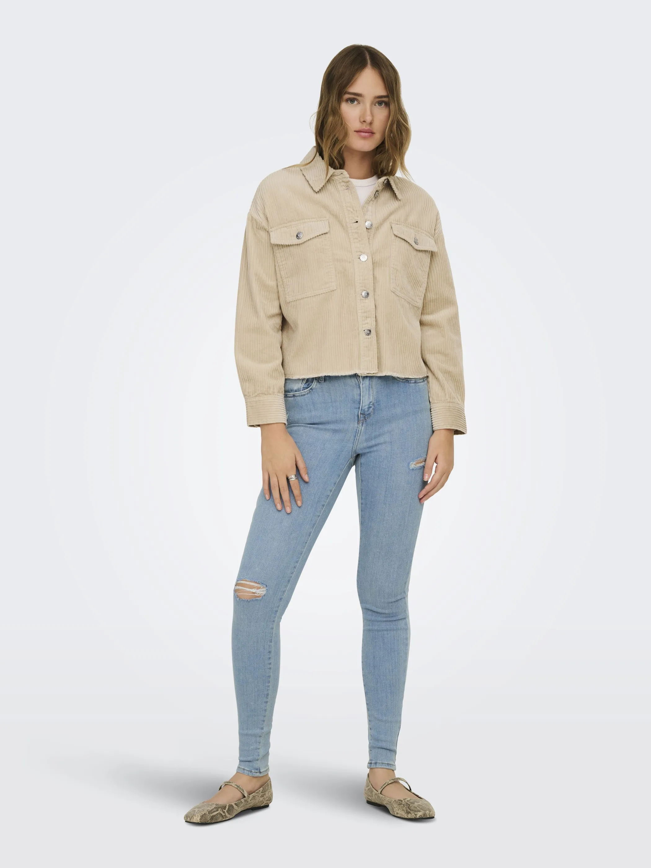 Only ONLY 15222456 ONLMARINA-ENY LIFE L/S CORD JACKET Grau 913013 183019 4