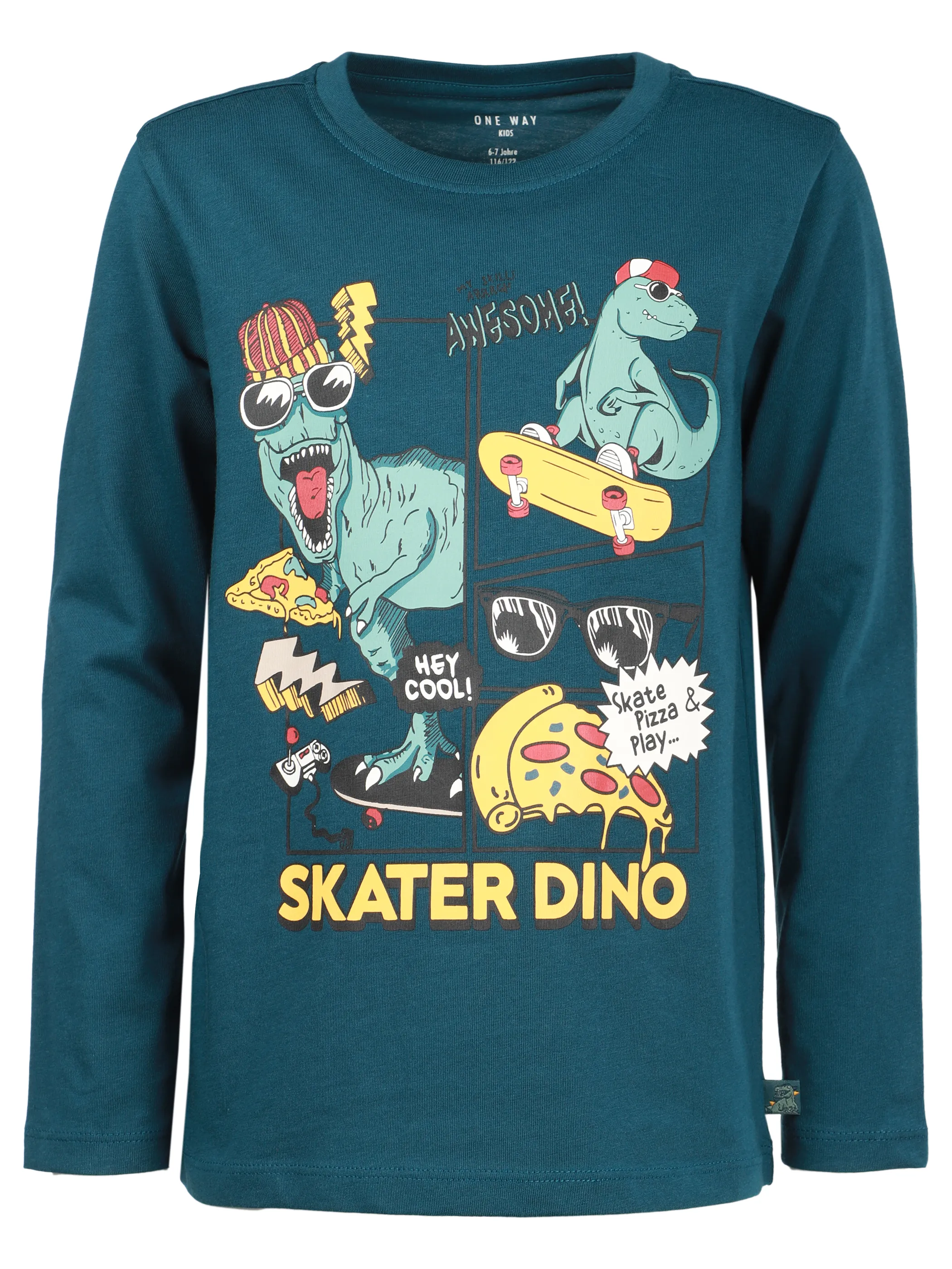 One Way KJ T-Shirt mit Dino Print in petrol Türkis 913376 PETROL 1