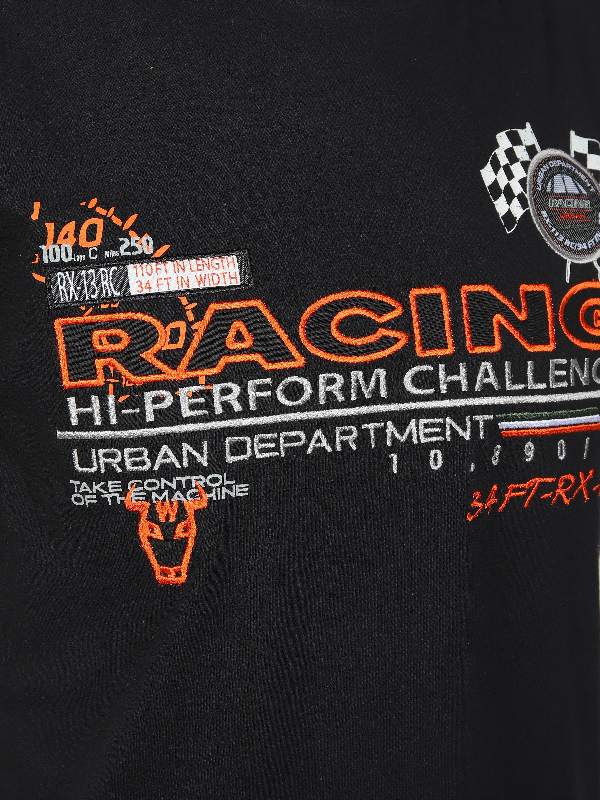 Worker He. T-Shirt 1/2 Arm Racing Print Schwarz 908152 BLACK 3