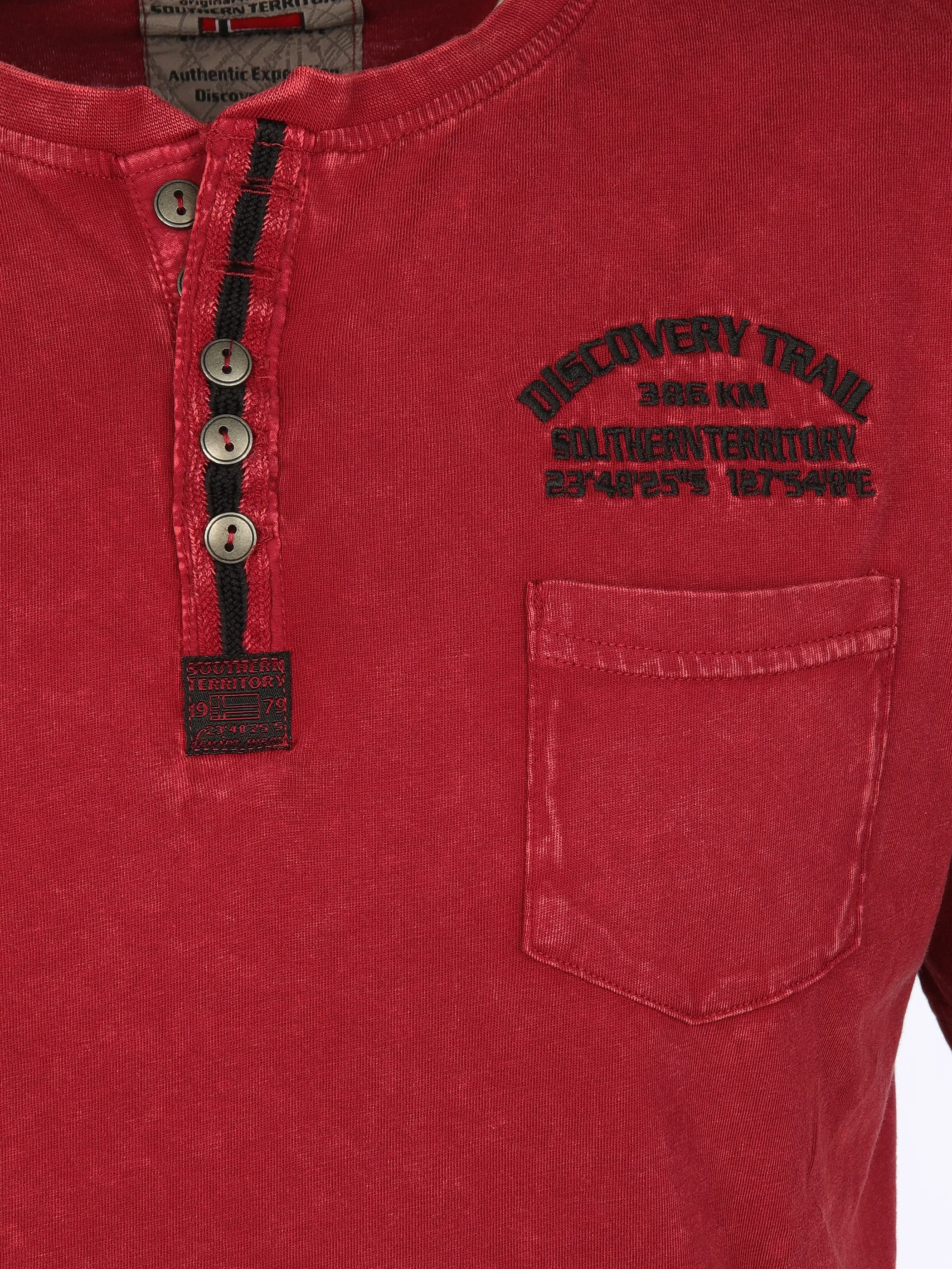 Southern Territory He. Henleyshirt 1/2 Arm washer Rot 905108 DK RED 3
