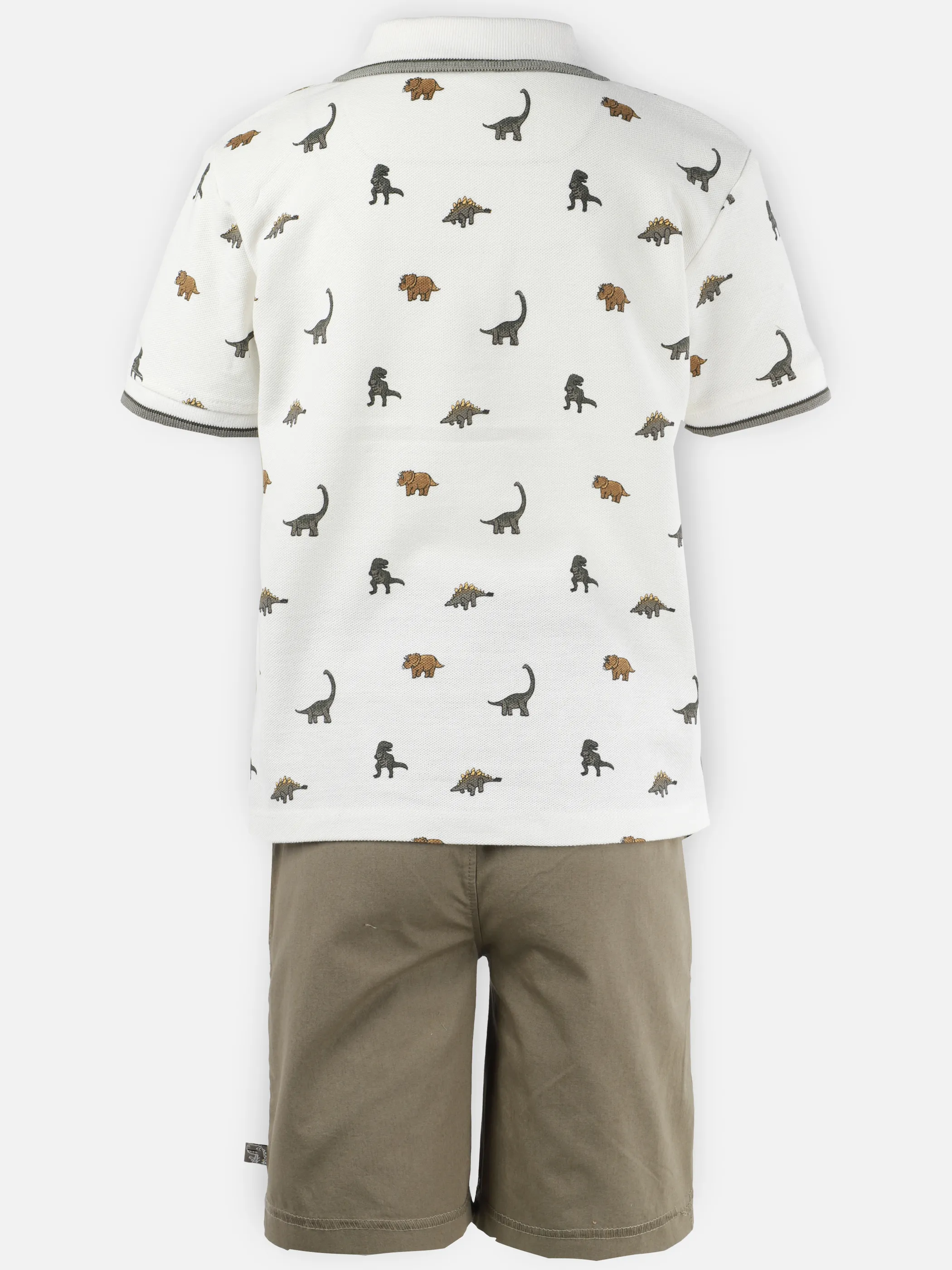 One Way MB 2pcs Set Polo dino aop in weiß+ bemuda in khaki Weiß 923248 WEIß 2