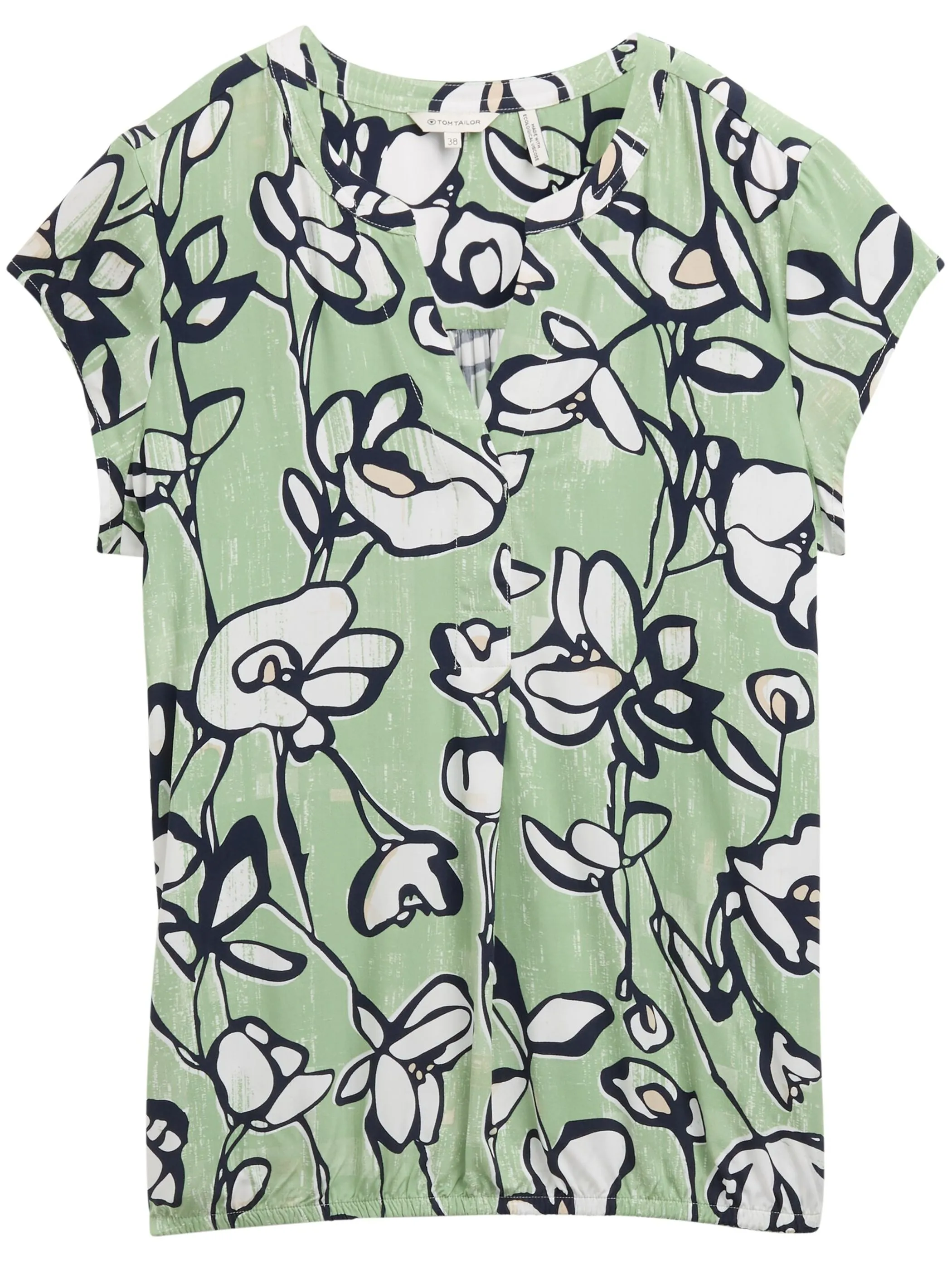 Tom Tailor 1045238 NOS blouse printed shortsleeve Grün 905962 37120 1