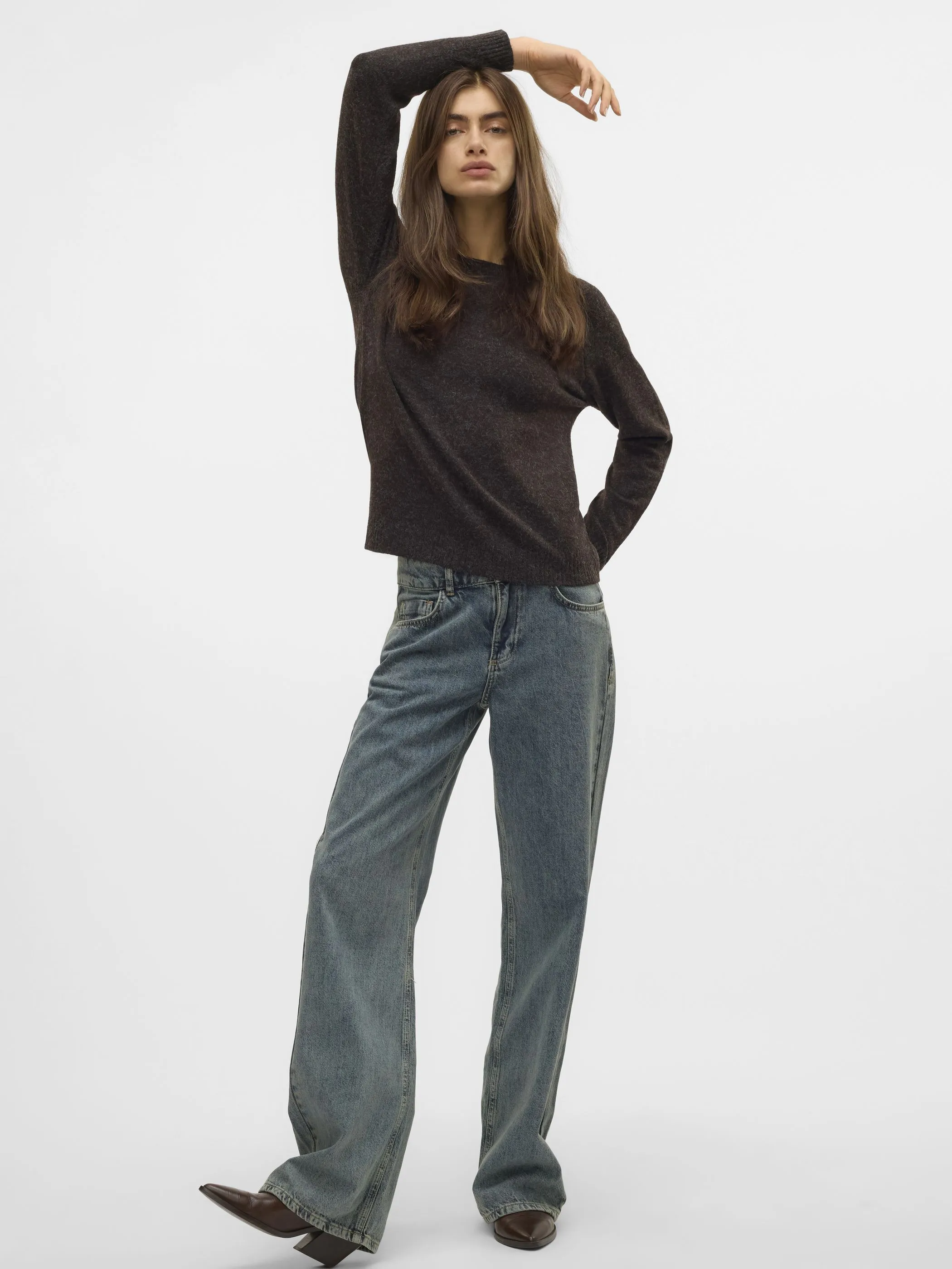 Vero Moda 10201022 VMDOFFY LS O-NECK BLO Braun 790647 297957003 5