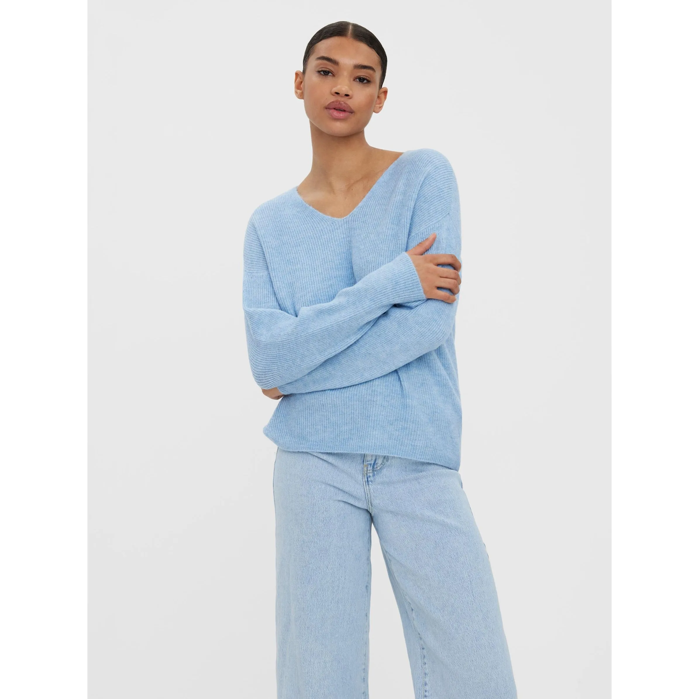 Vero Moda 10233357 VMCREWLEFILE LS V-NEC Blau 842583 218595002 5 Vero Moda 10233357 VMCREWLEFILE LS V-NEC Blau 842583 218595002 5