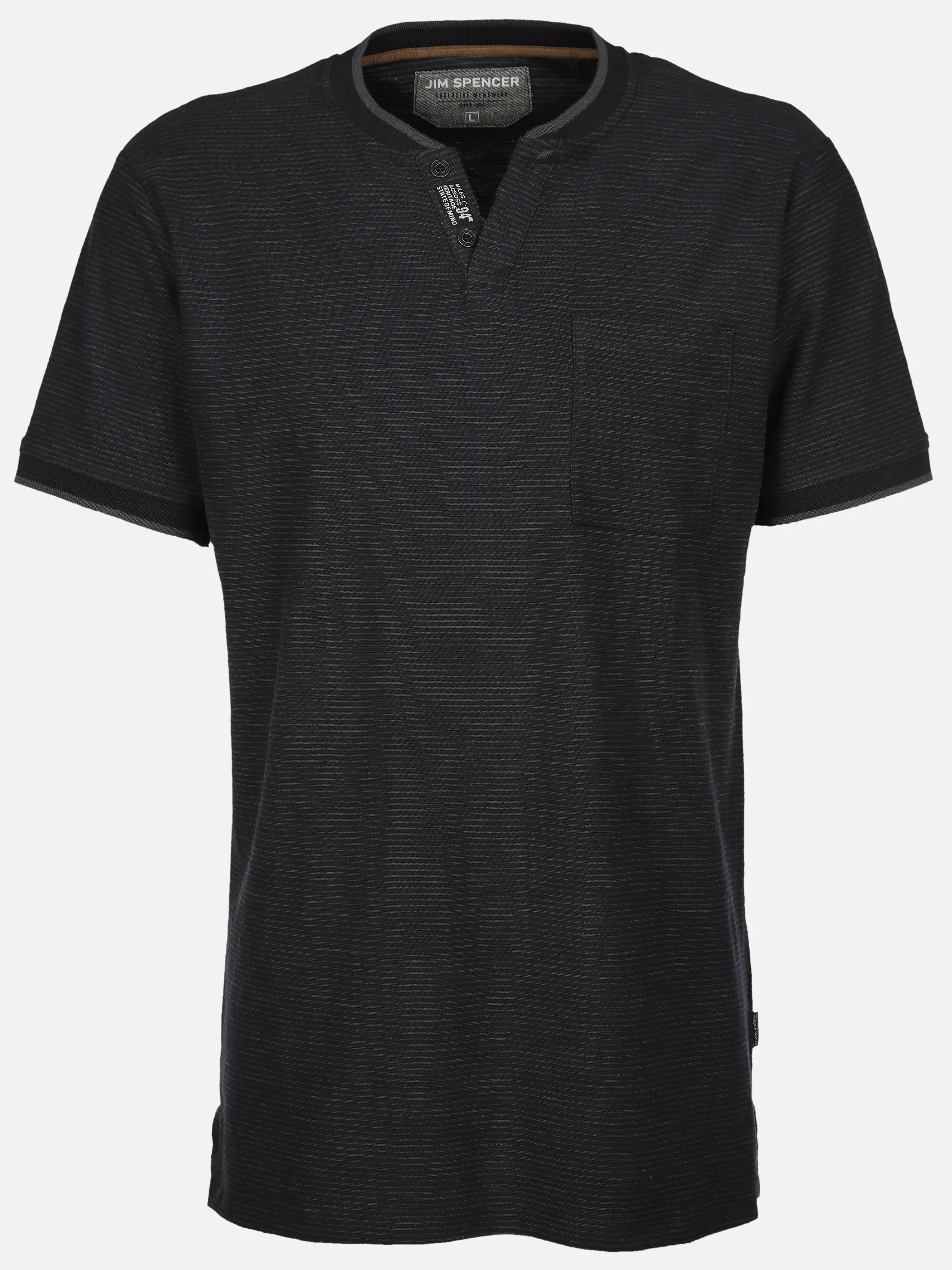 Jim Spencer He. Henleyshirt 1/2 Arm grindle Schwarz 910917 BLACK 1