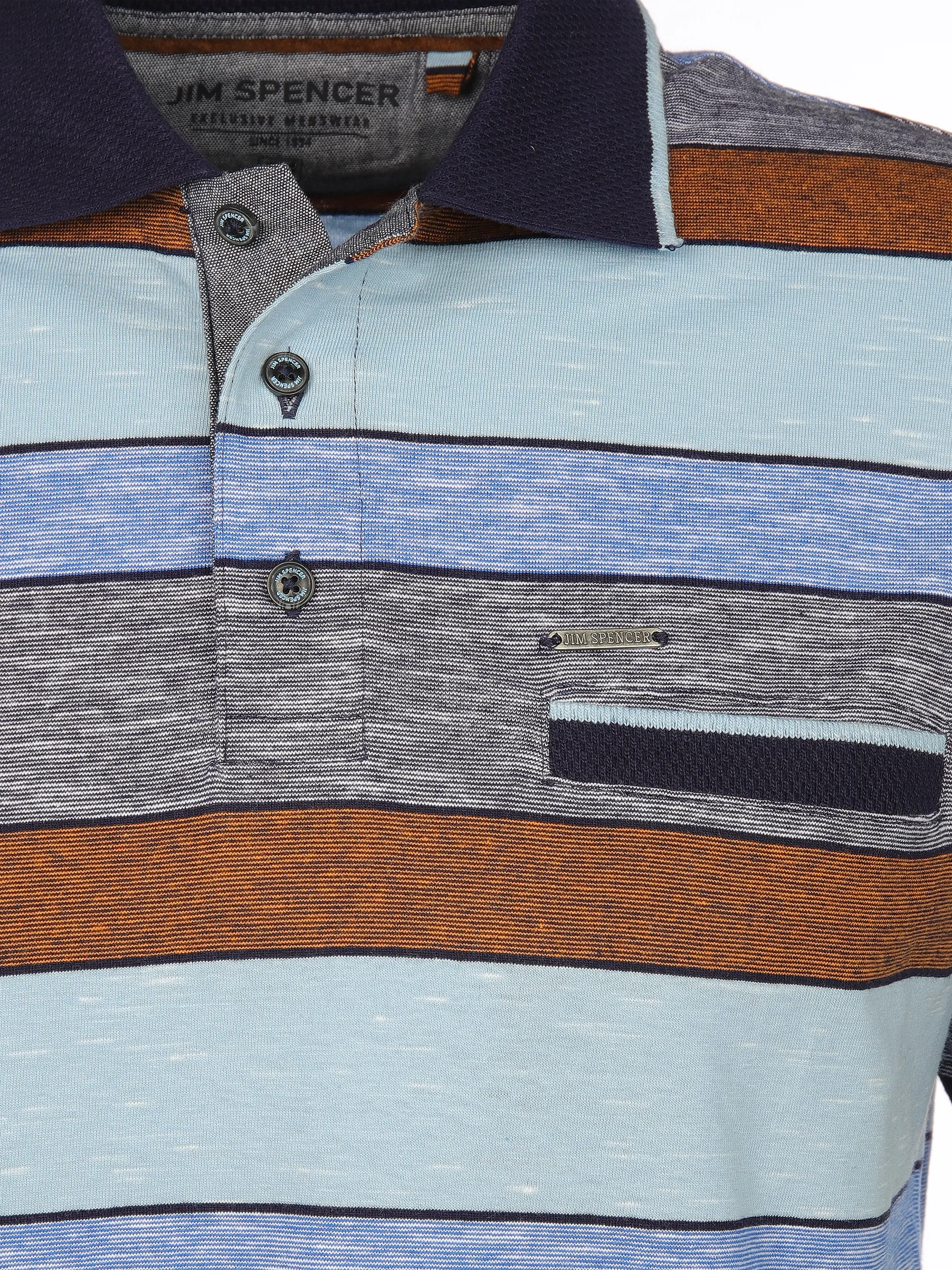 Jim Spencer He. Poloshirt 1/2 Arm Ringel Space Blau 910837 LT. BLUE 3
