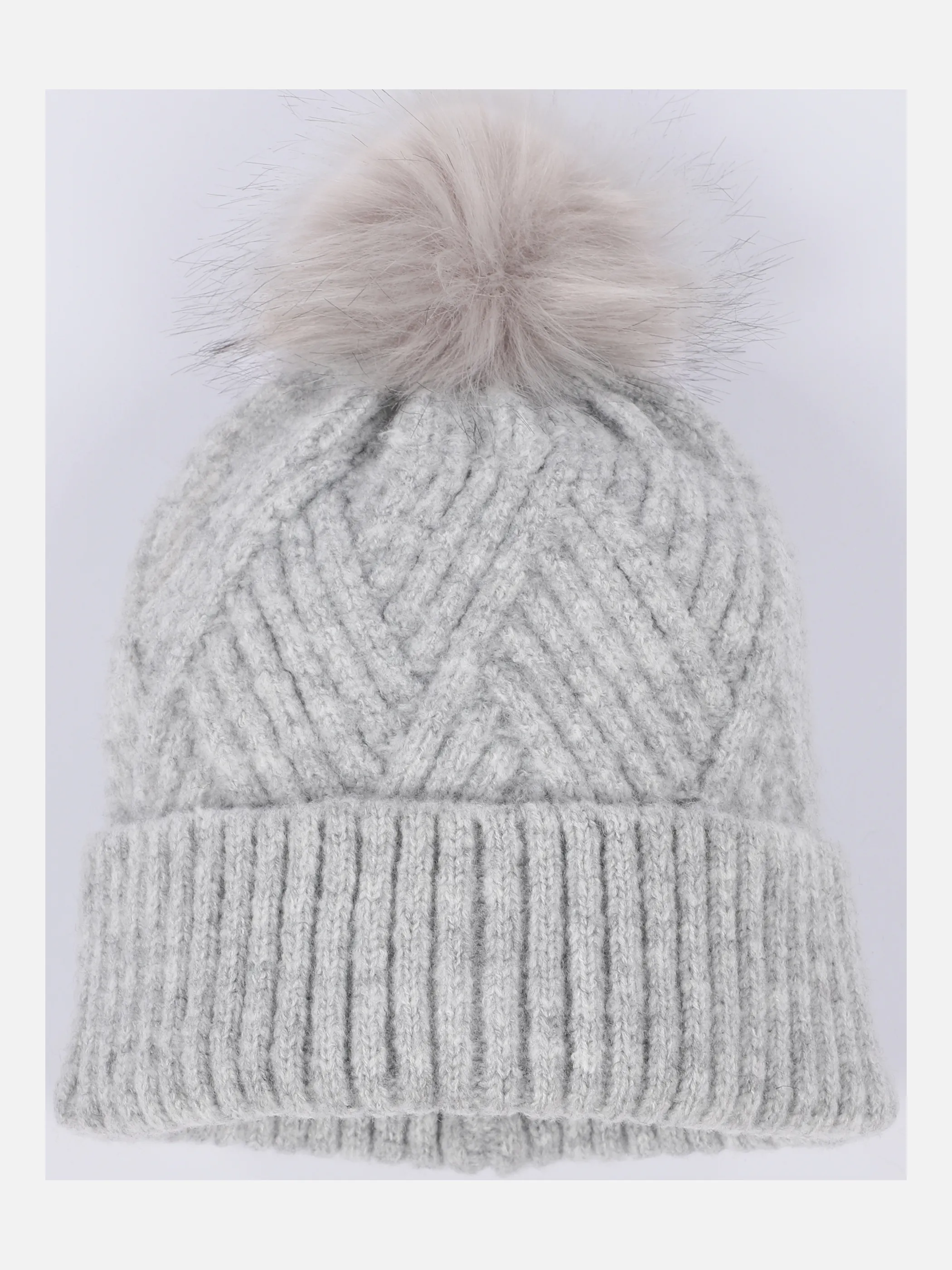 Sure Da-Mütze mit Fake-Fur Bommel Grau 867293 GRAU MEL 1