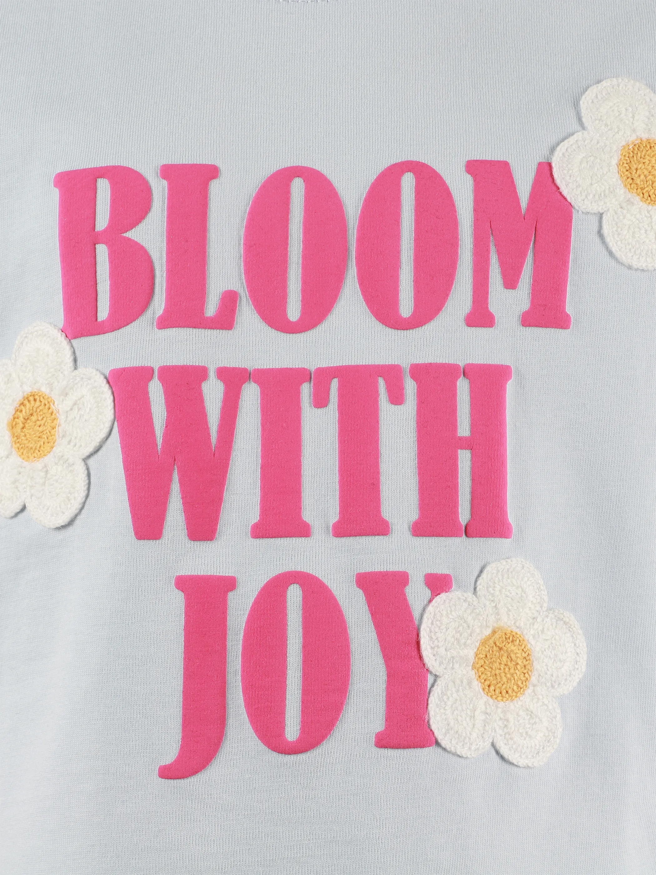 One Way MG T-shirt mit Wording und Blumen-Appli in blau Blau 921832 HELLBLAU 3