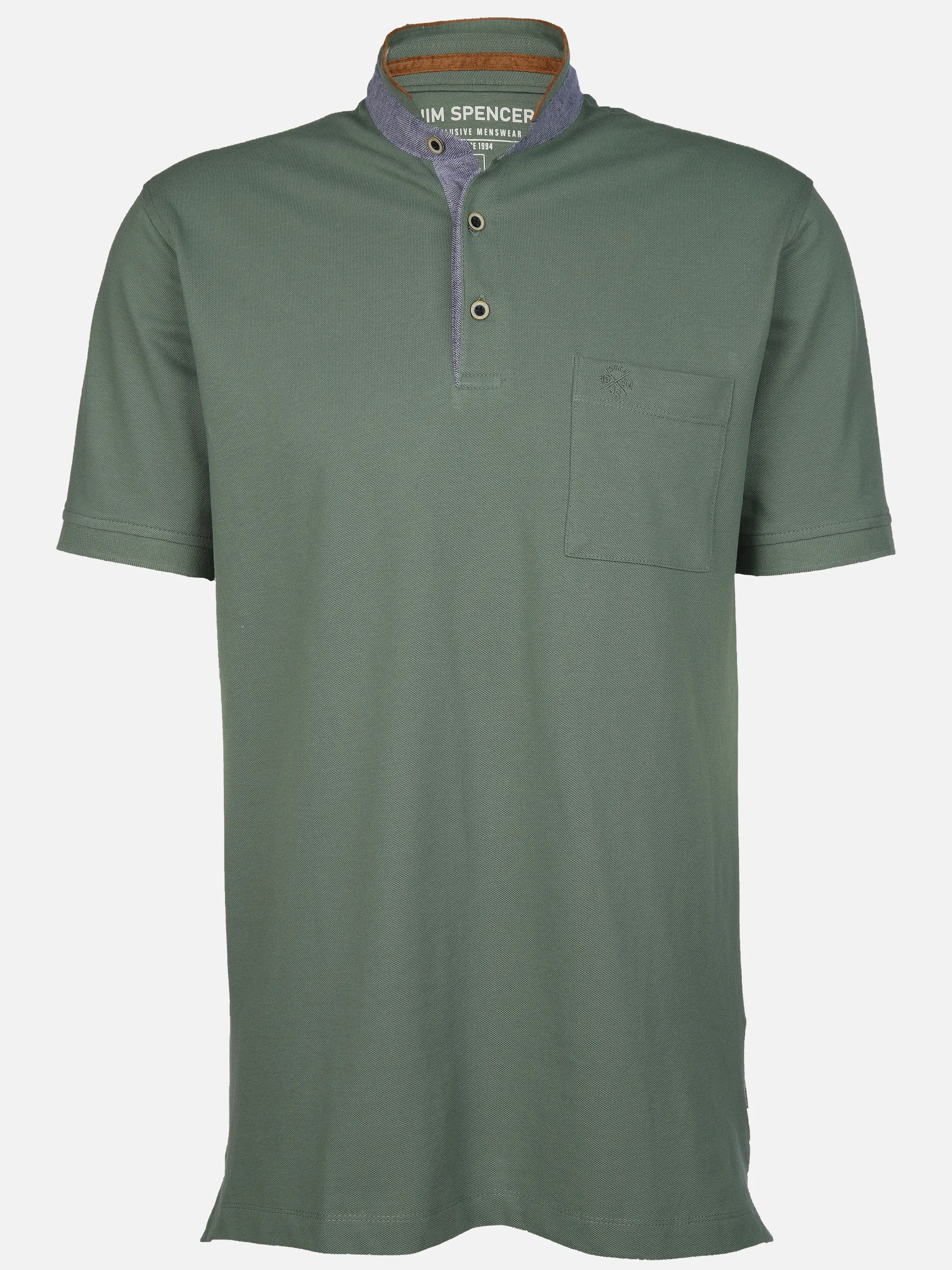 Jim Spencer He. Stehkragenshirt 1/2 Arm twisted Grün 906251 MINT 1