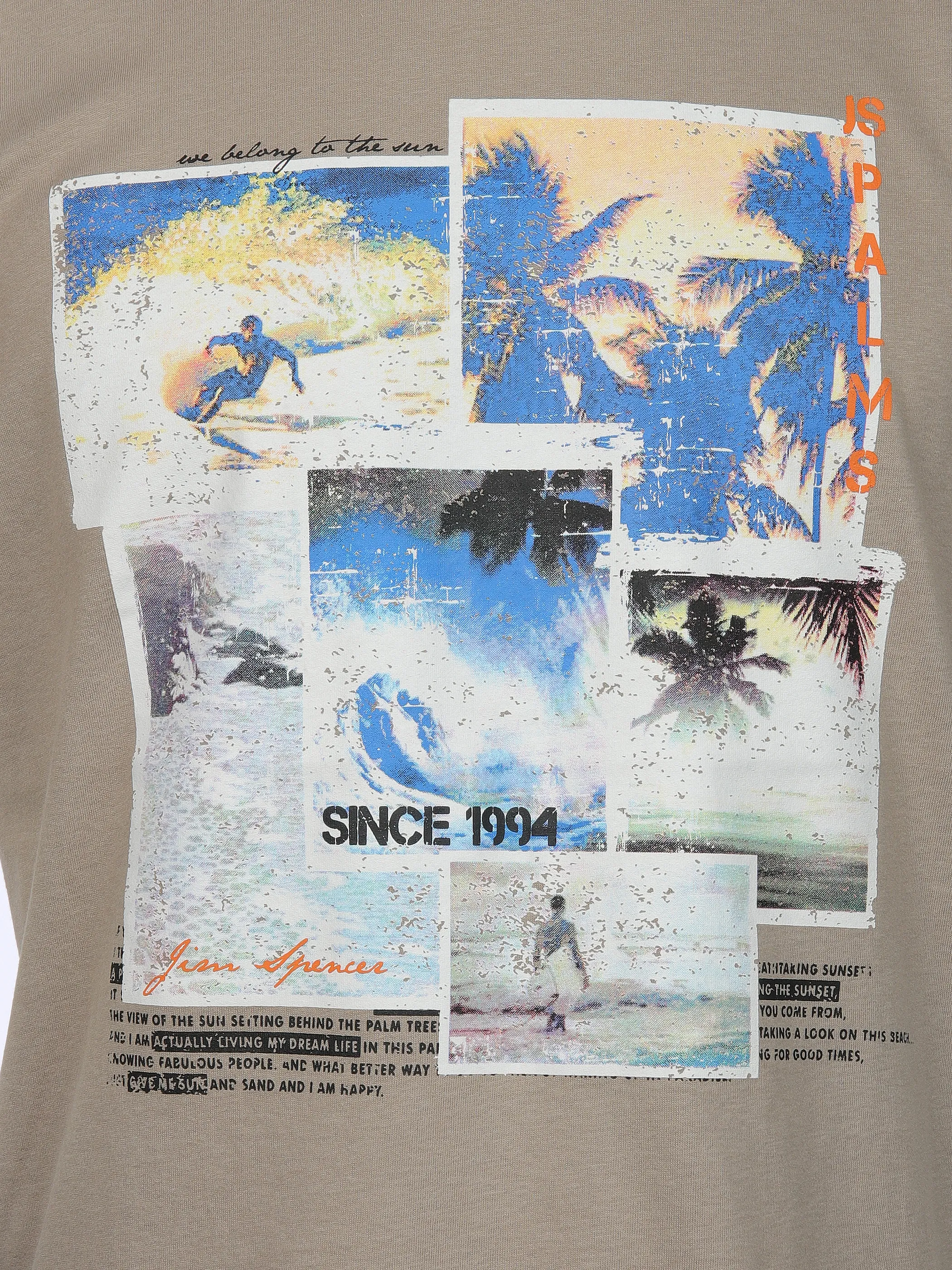 Jim Spencer He. T-Shirt 1/2 Arm print Beige 910900 SAND 3