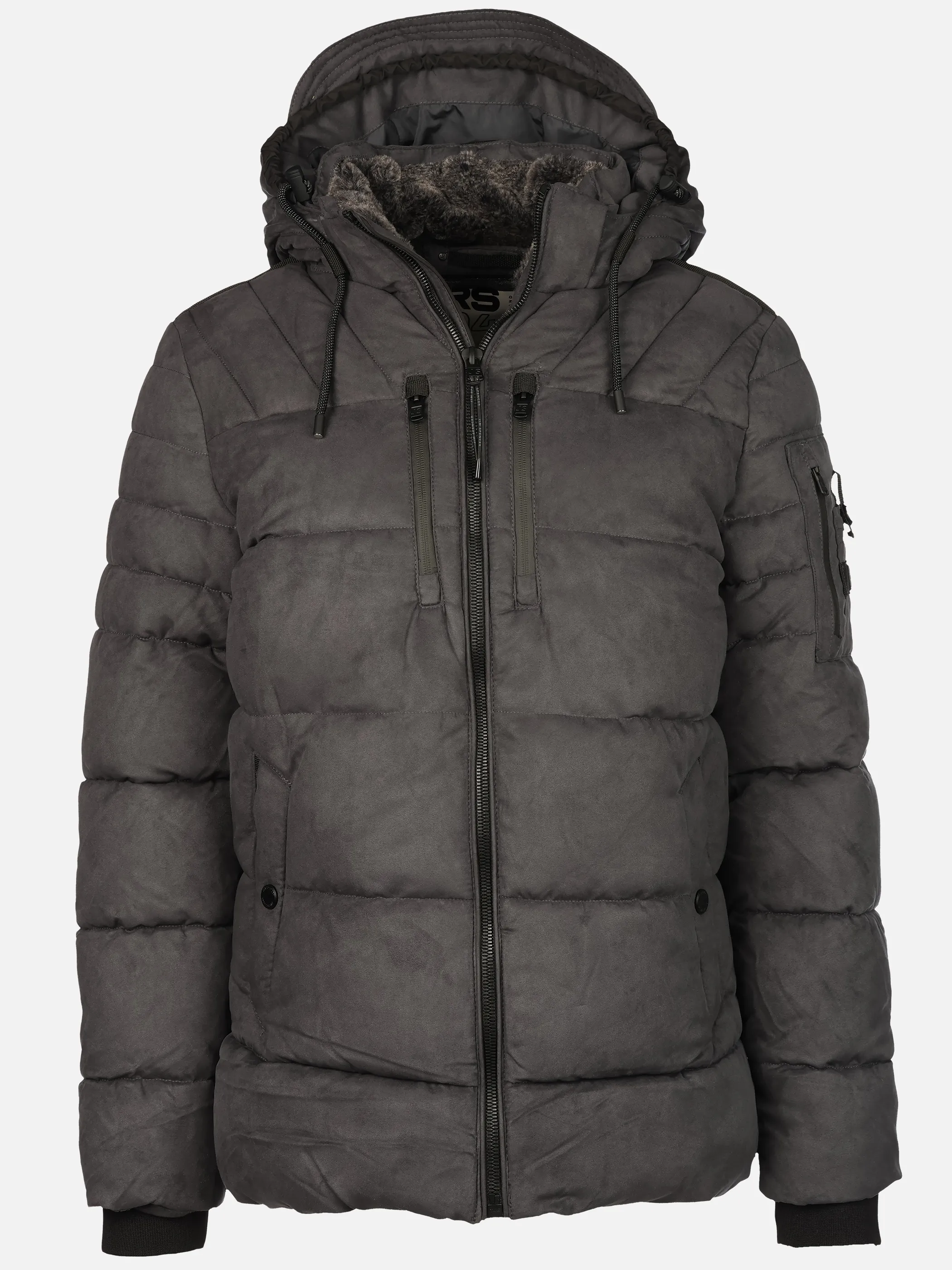 Jim Spencer He. Kapuzensteppjacke Velour Grau 915864 1100 1