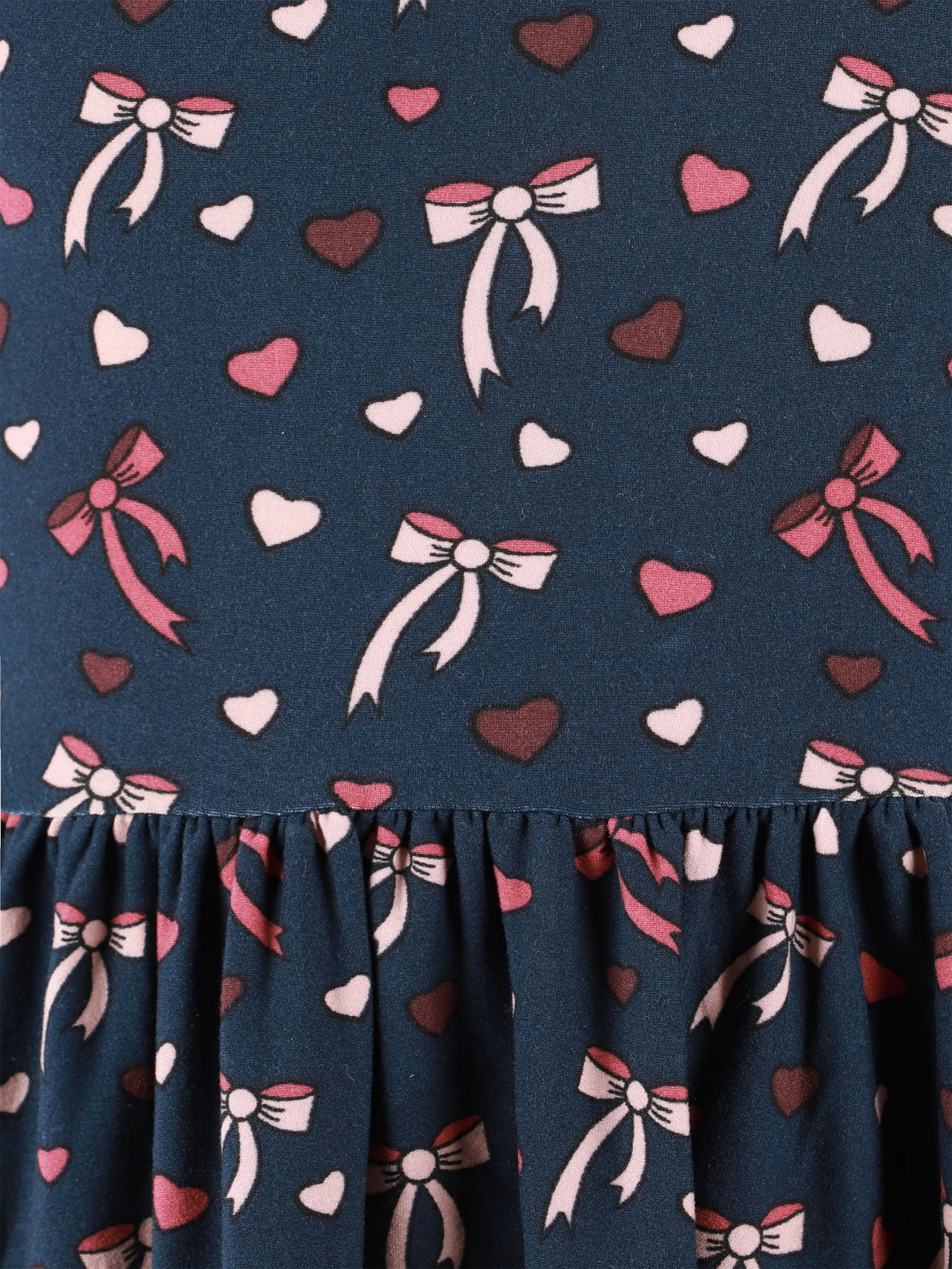 One Way KM Kleid - Schleifen Herz Print in Navy Rosa 916330 NAVY 3