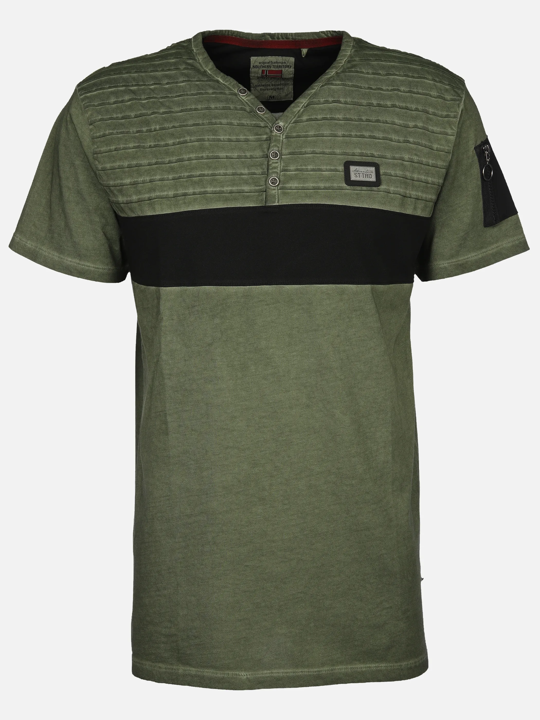 Southern Territory He. Henleyshirt 1/2 Arm cut+sewn washer Oliv 910618 OLIVE 1