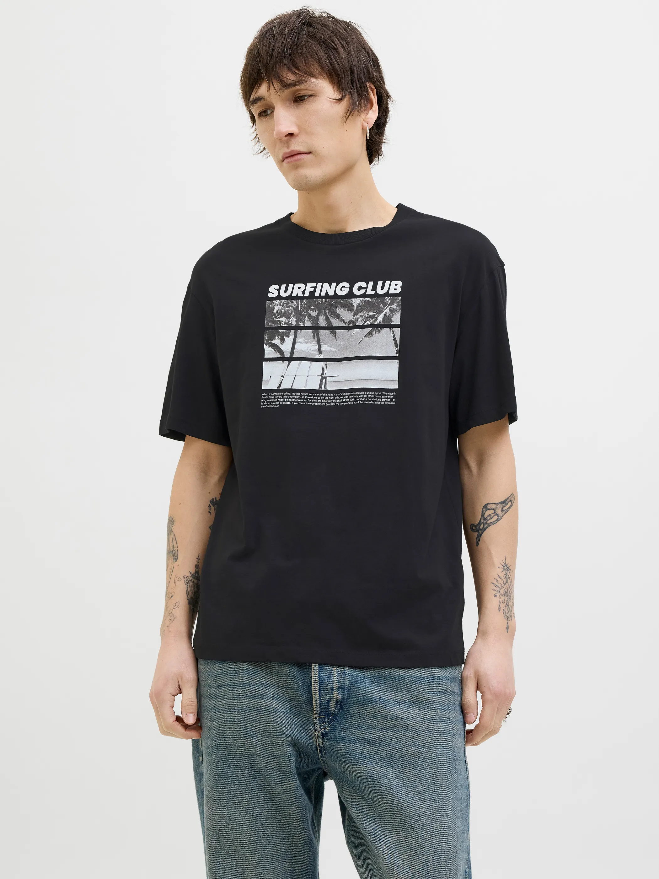 Jack Jones 12269429 JJPORTO TEE SS CREW N Schwarz 904467 178012 3