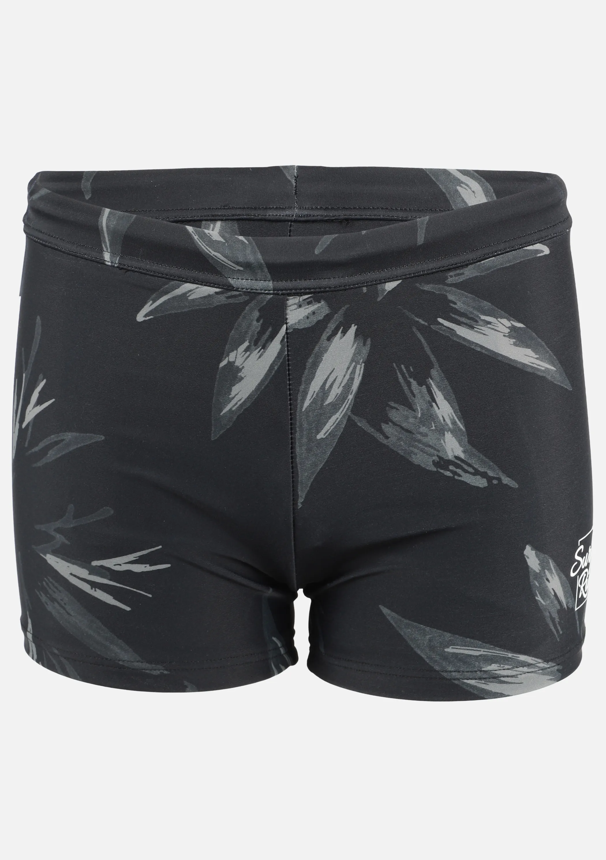 Grinario Sports TB-Badeshose, AOP black leaves Schwarz 922561 BLACK 1