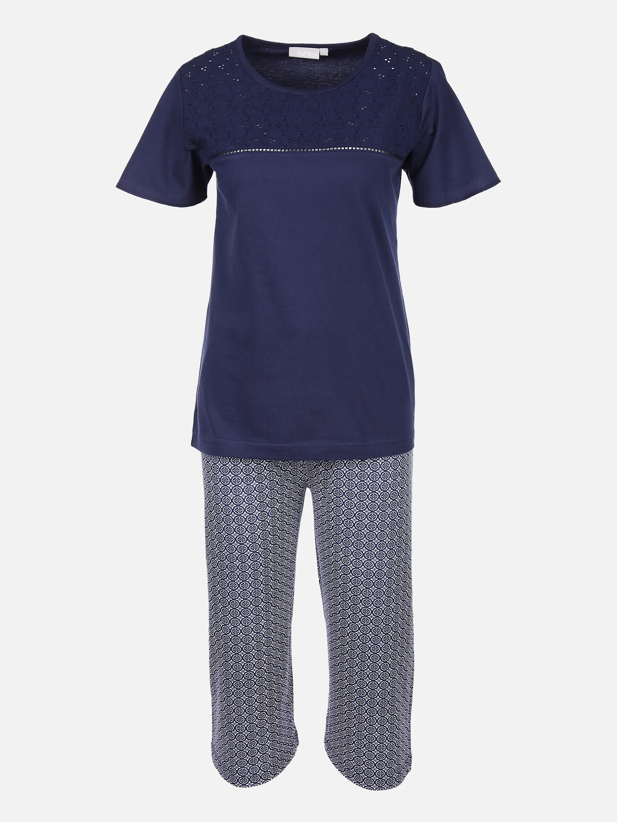 AWG Mode - Damen Pyjama mit Stickerei | noSize | 851094-navywhite