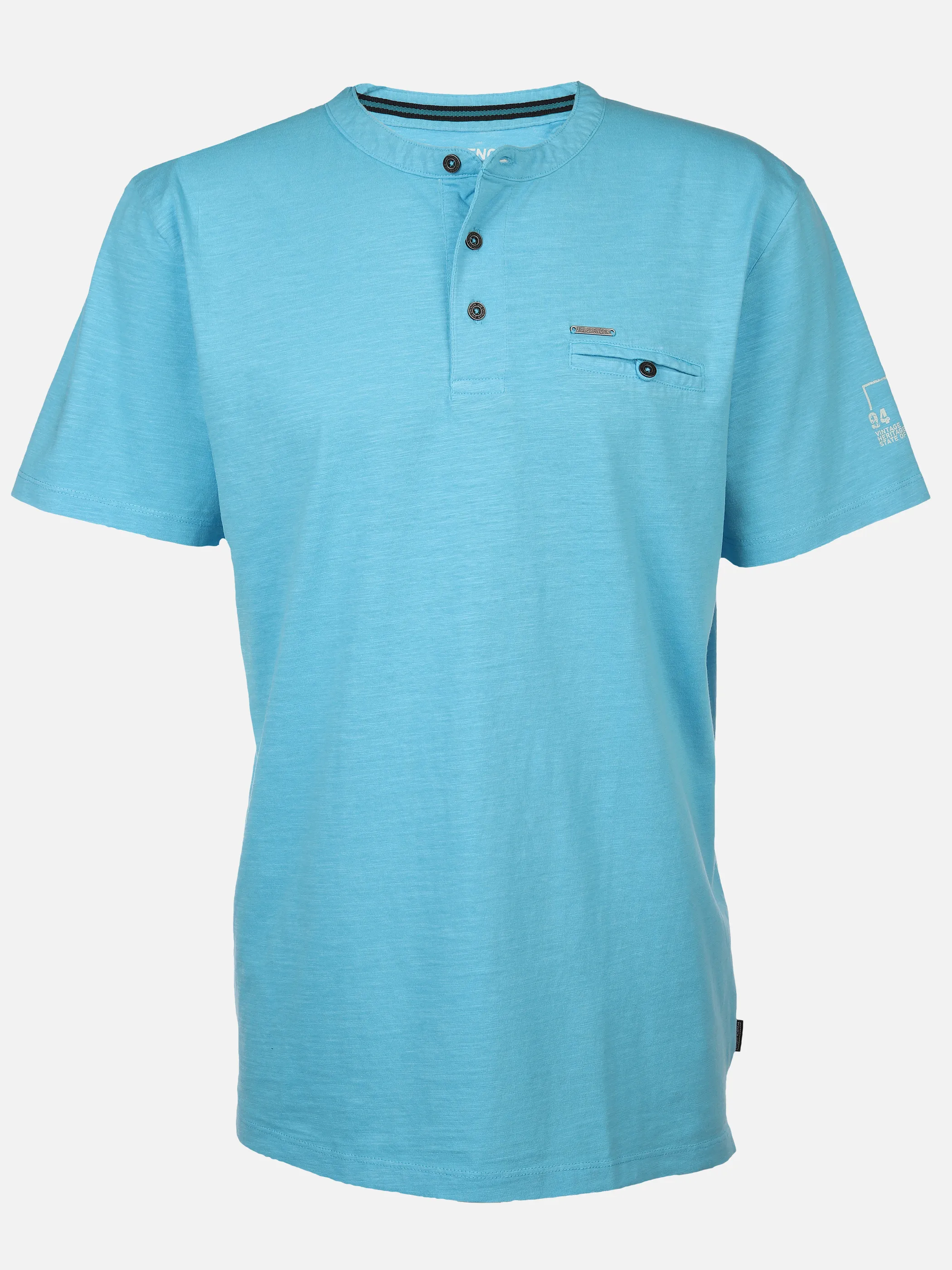 Jim Spencer He. Henleyshirt 1/2 Arm Stickerei Türkis 894397 AQUA 1