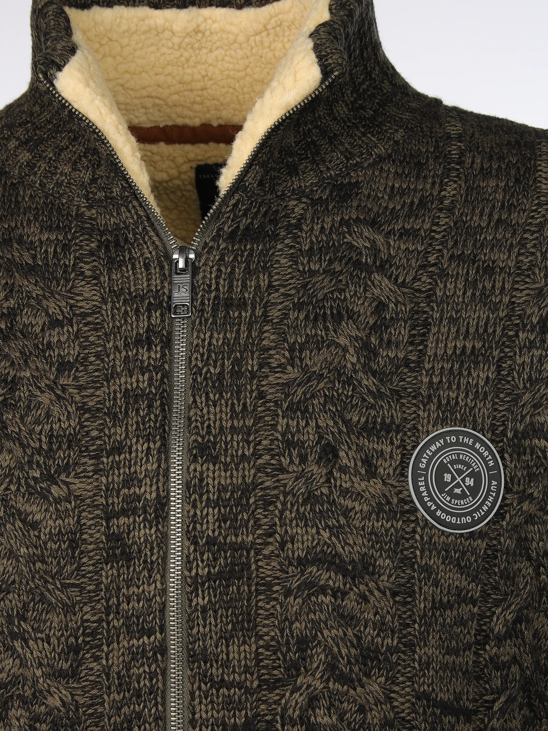 Jim Spencer He. Strickjacke wattiert Oliv 918357 OLIVE 3