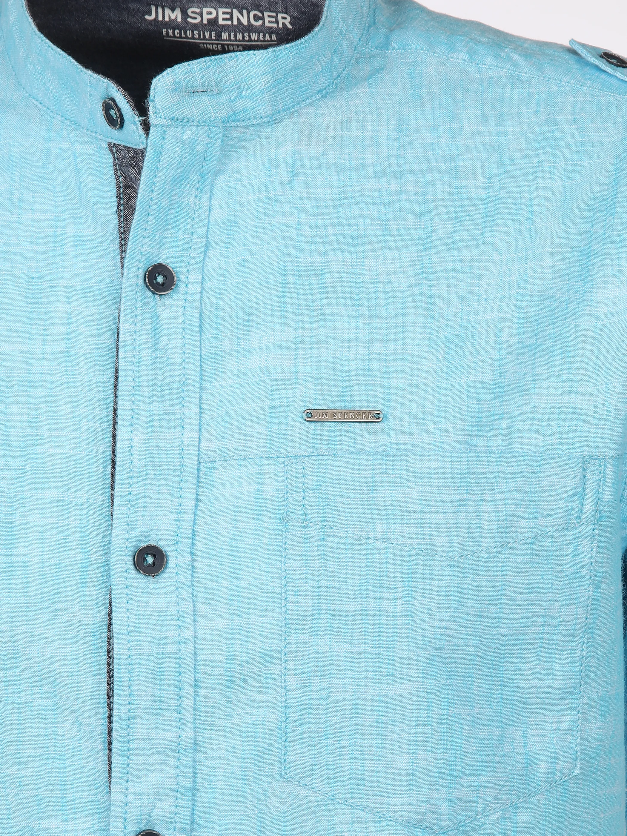 Jim Spencer He. Stehkragenhemd 1/2 Arm Türkis 894398 AQUA 3 Jim Spencer He. Stehkragenhemd 1/2 Arm Türkis 894398 AQUA 3