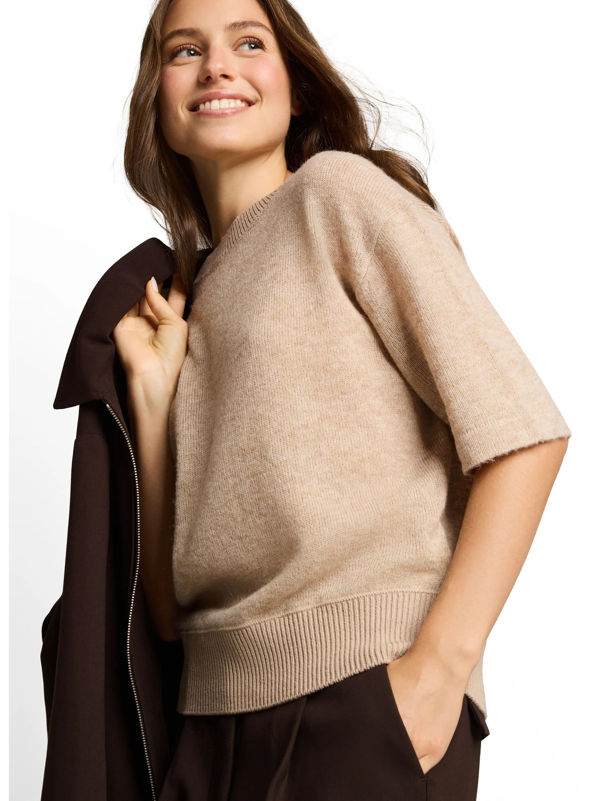 Tom Tailor 1053214 NOS knit cosy shortsleeve sweater Beige 934163 40523 3