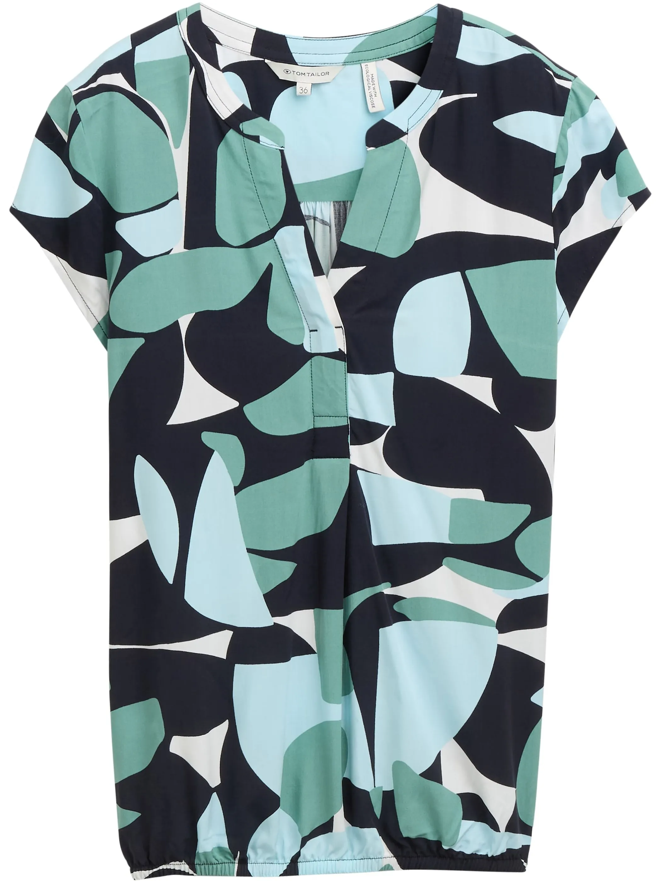 Tom Tailor 1045238 NOS blouse printed shortsleeve Grün 905962 37800 1