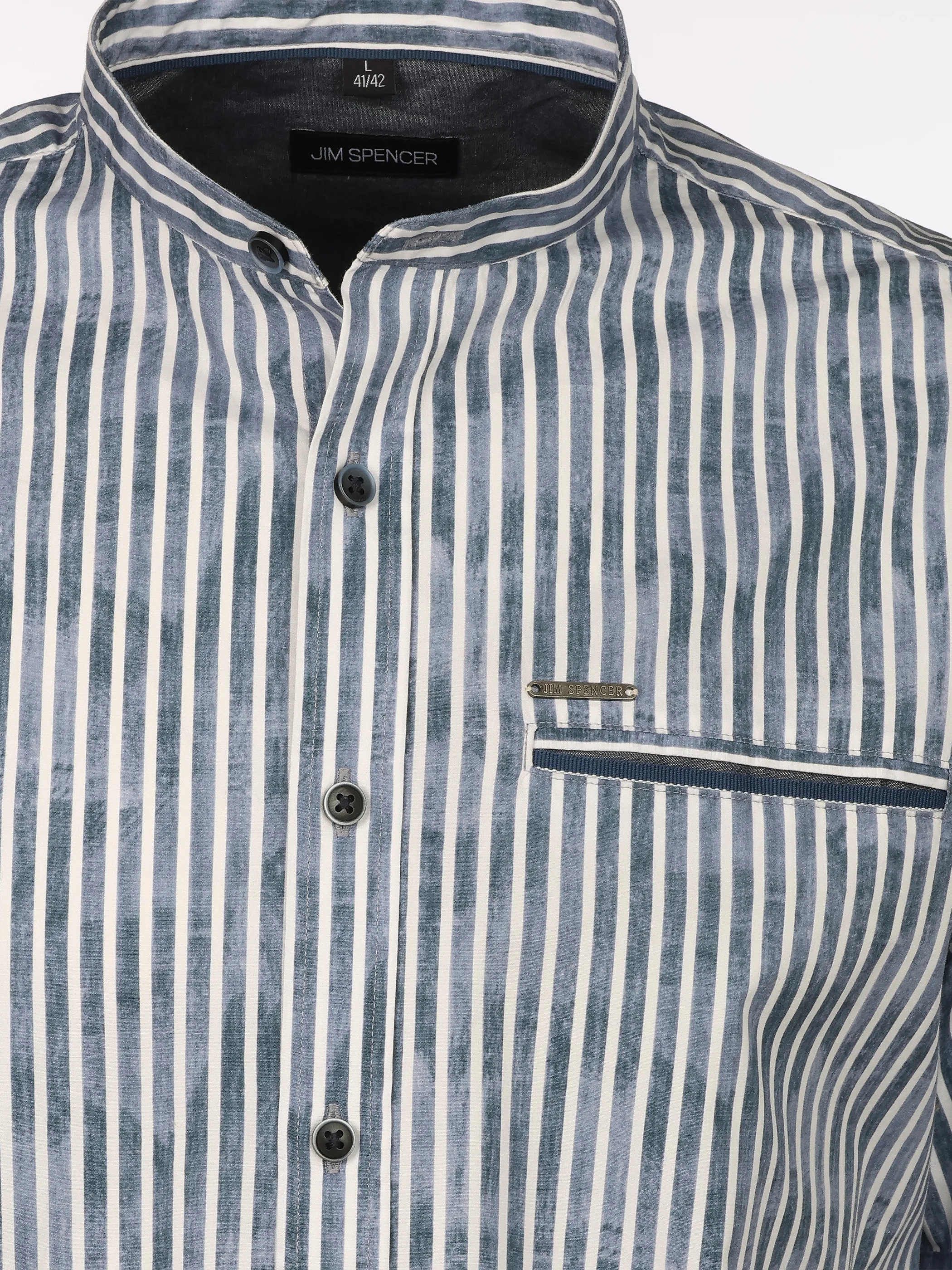 Jim Spencer He. Freizeithemd 1/2 celebration Blau 922131 NAVY STRIP 3