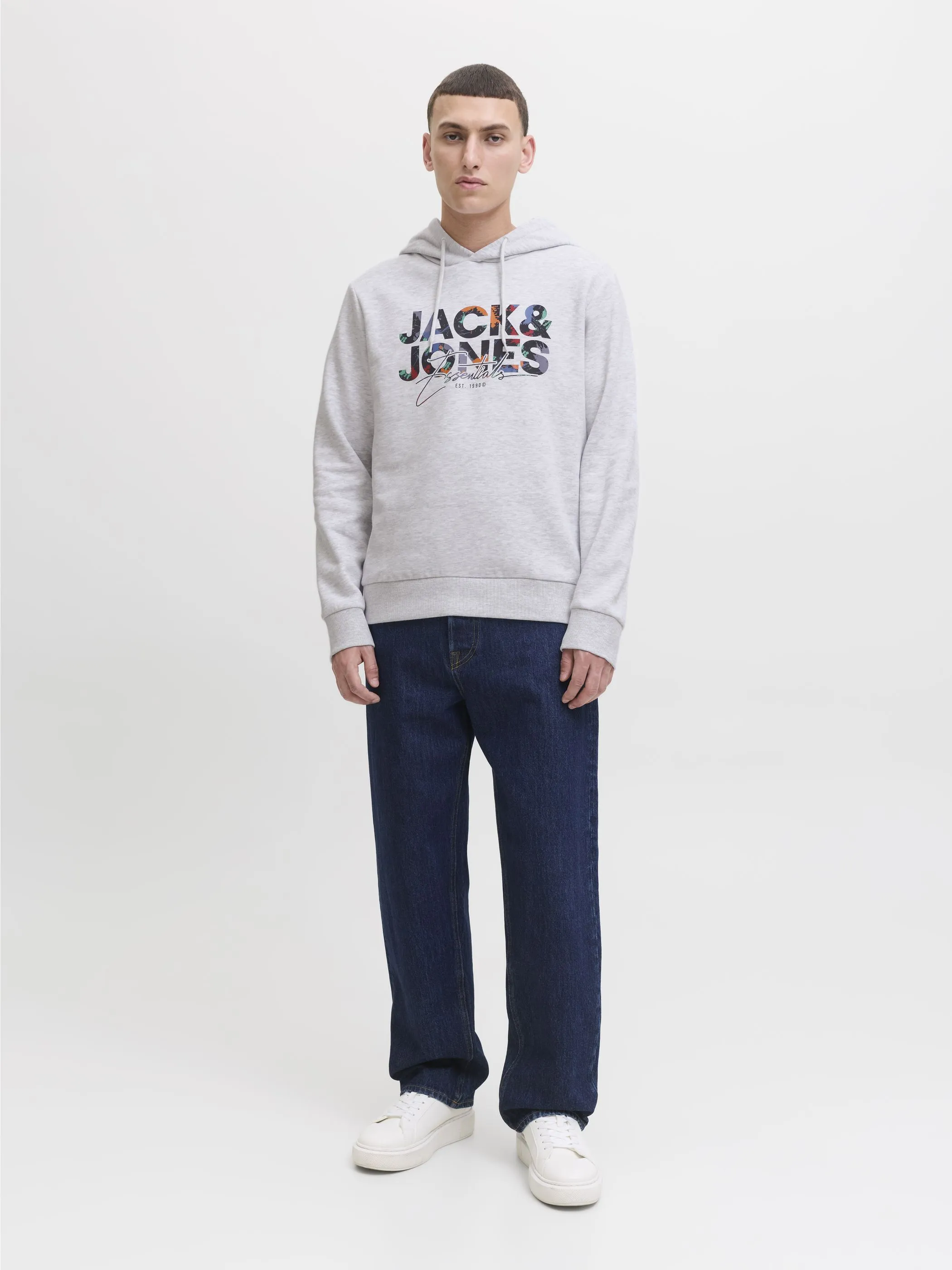 Jack Jones 12279119 JJGEPLAS SWEAT HOOD Weiß 913159 200349 4