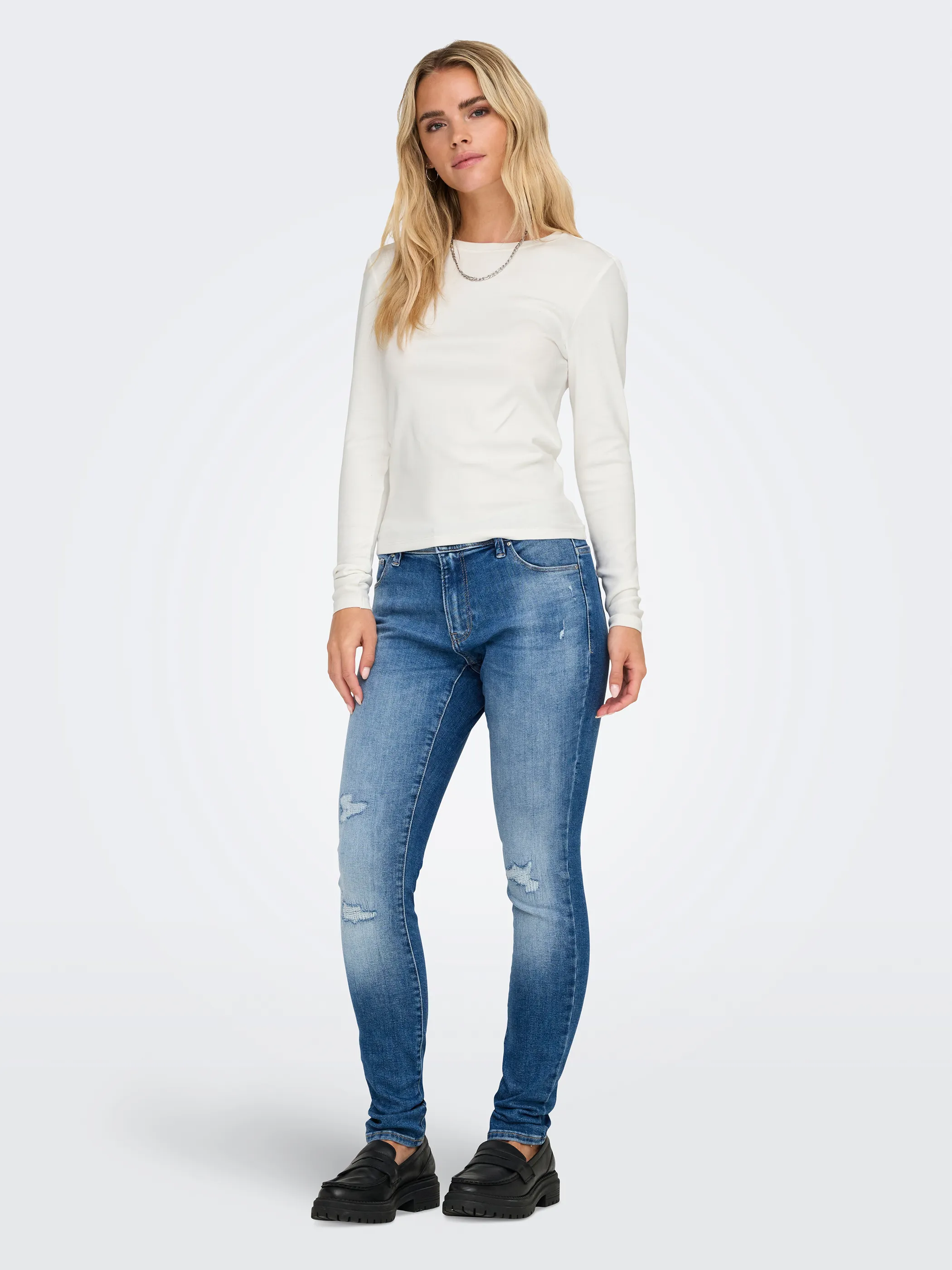 Only 15323159 ONLRILEY O-NECK L/S T Weiß 917532 177922 5