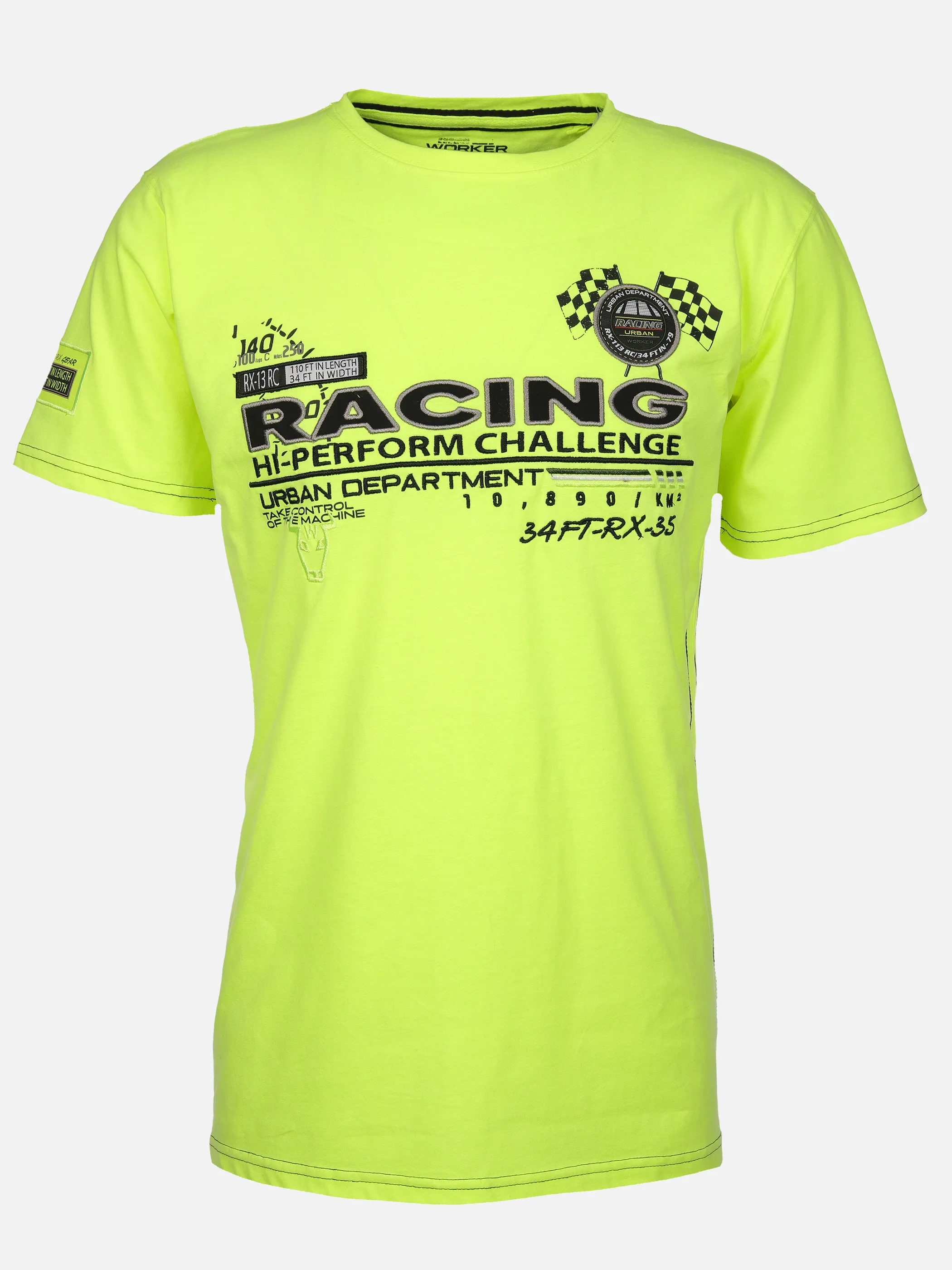 Worker He. T-Shirt 1/2 Arm Racing Print Gelb 908152 NEON YELL 1 Worker He. T-Shirt 1/2 Arm Racing Print Gelb 908152 NEON YELL 1