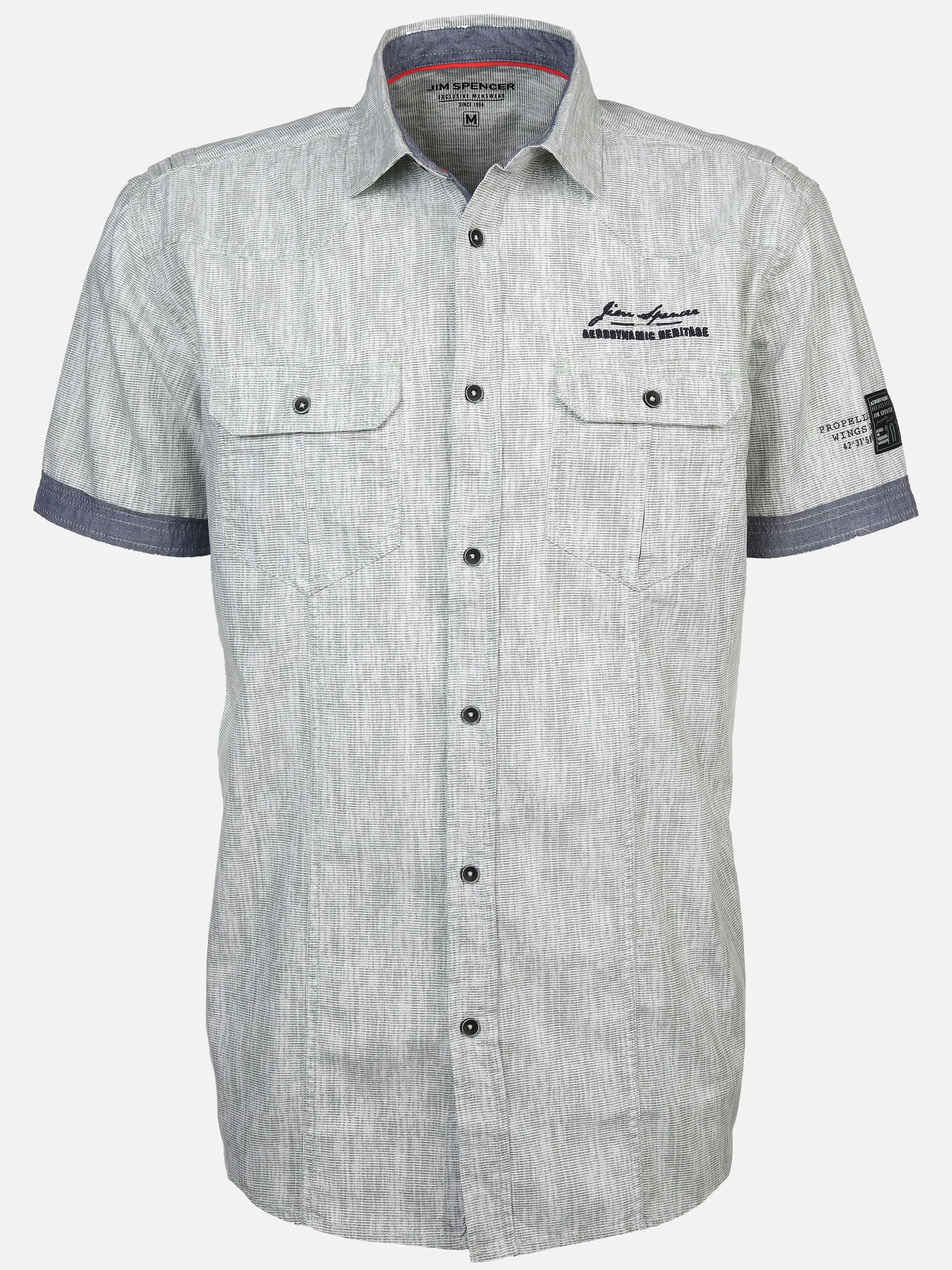 Jim Spencer He. Freizeithemd 1/2 Arm slub Grün 892218 MINT 1