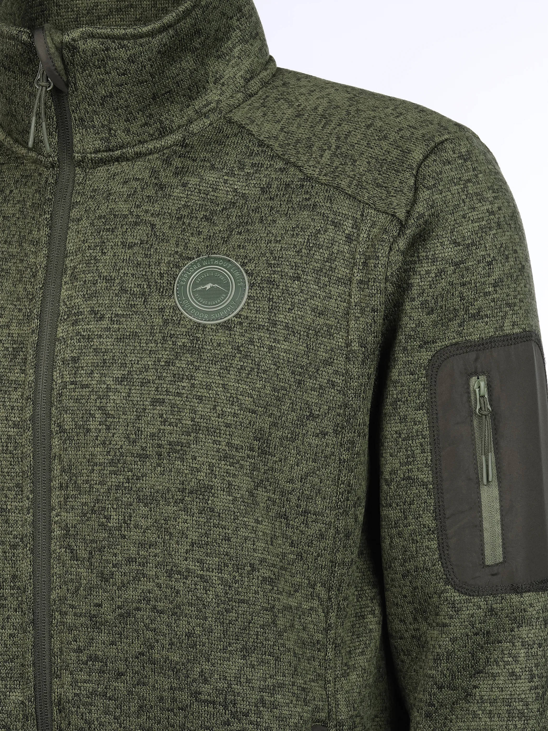 Grinario Sports He-Fleece Jacke, meliert, m. Armtasche Grün 928452 19-0415TCX 4