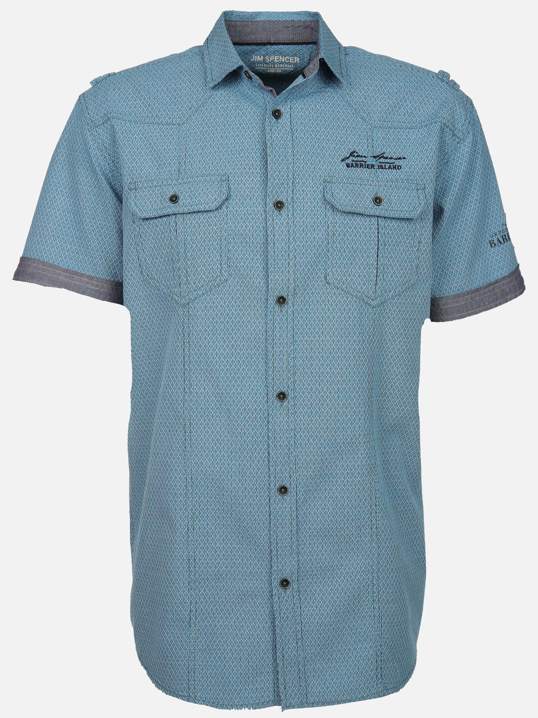 Jim Spencer He. Freizeithemd 1/2 Arm slub Blau 910899 OCEAN 1
