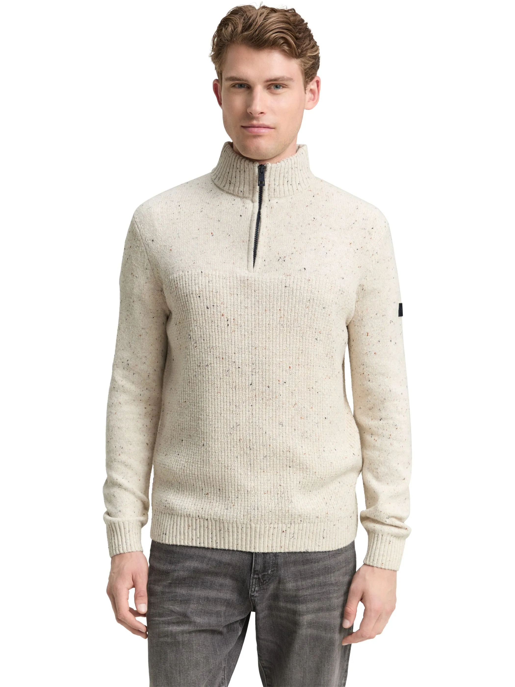 Tom Tailor 1048713 structured mix knit troyer Weiß 918785 36943 5