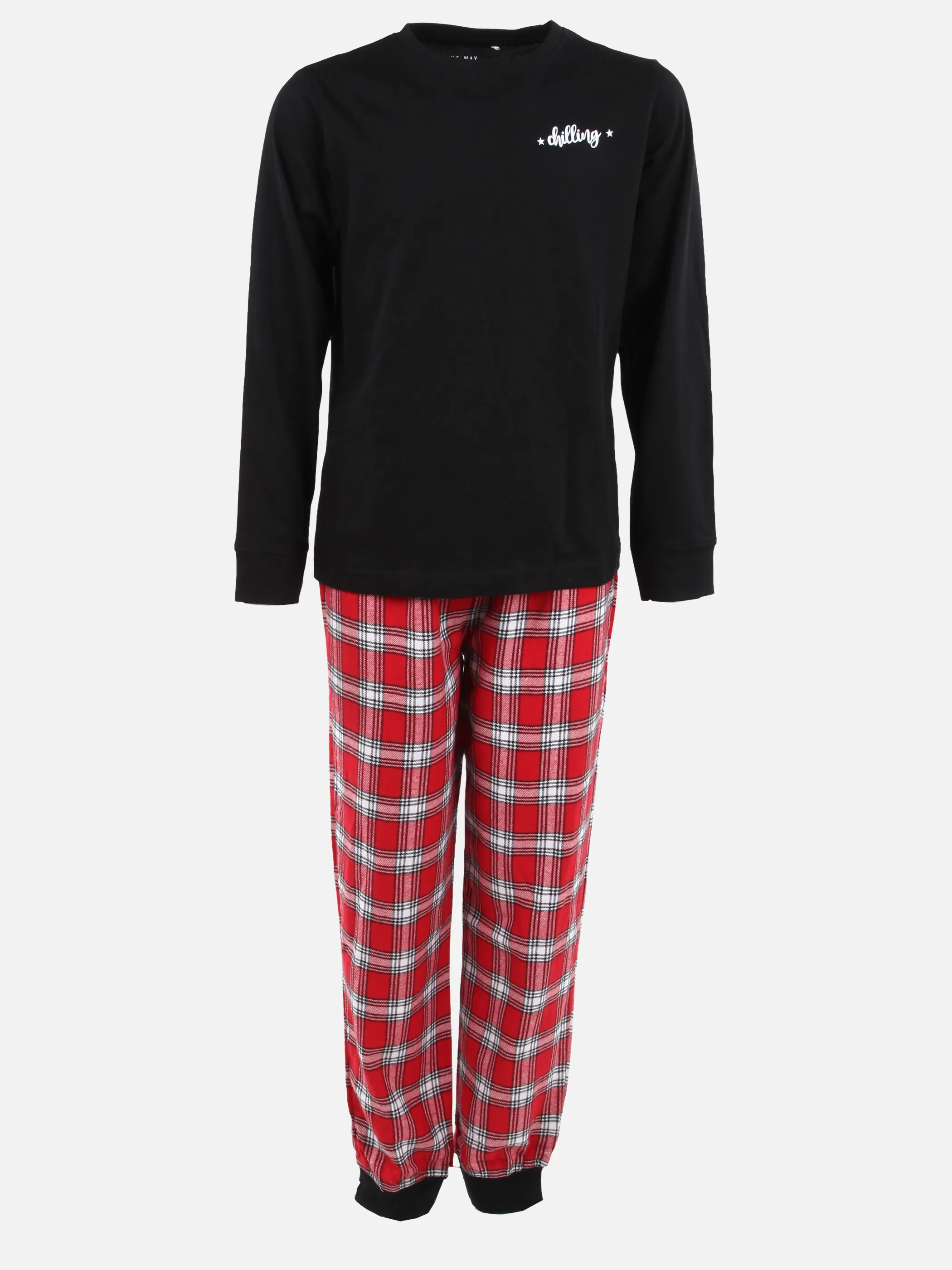 One Way Teener Girls Pyjama Flanell Karo Schwarz 930106 SCHWARZ 1