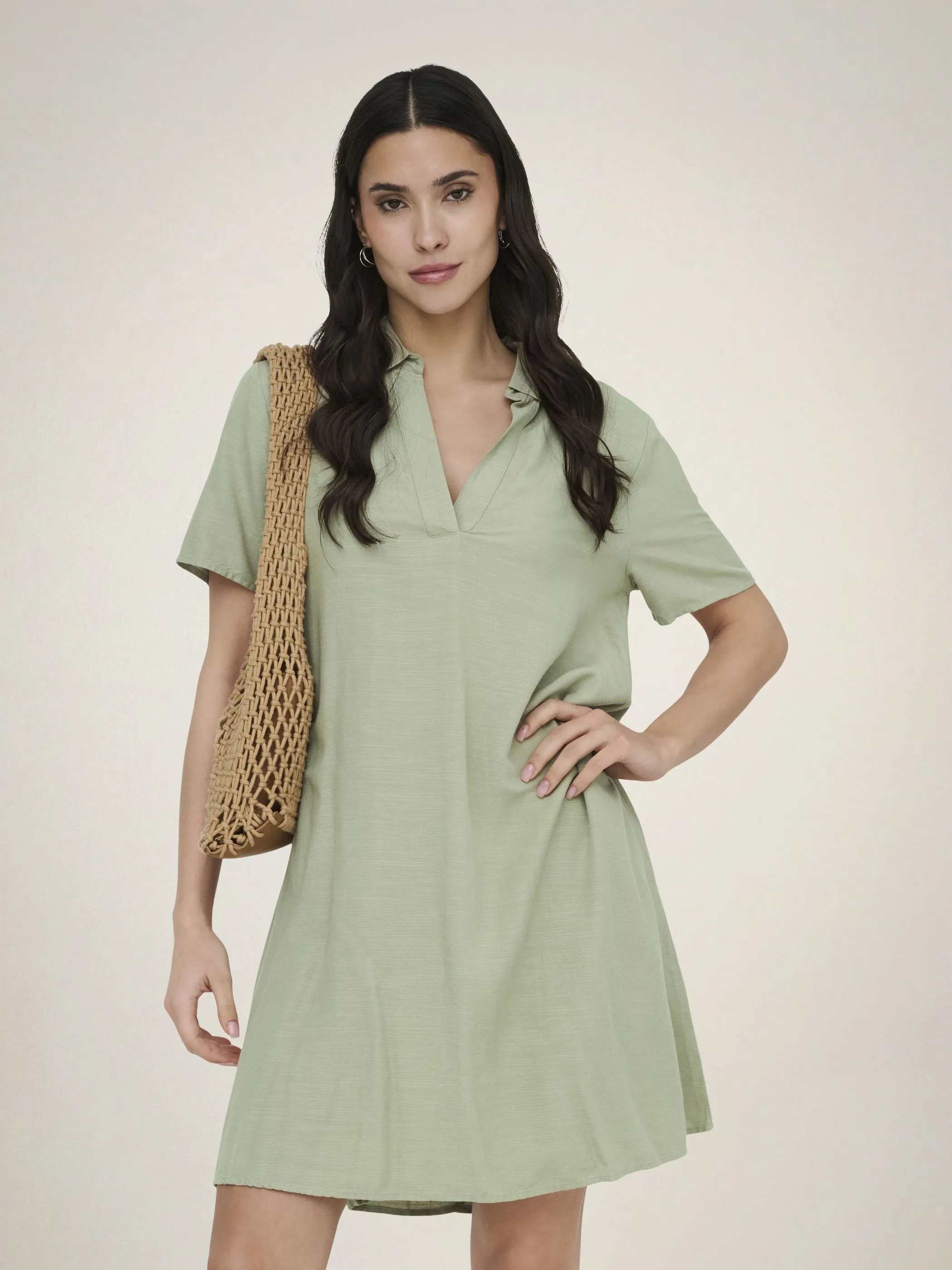 JDY 15366383 JDYCAYA LINEN S/S DRE Beige 922226 233015 4