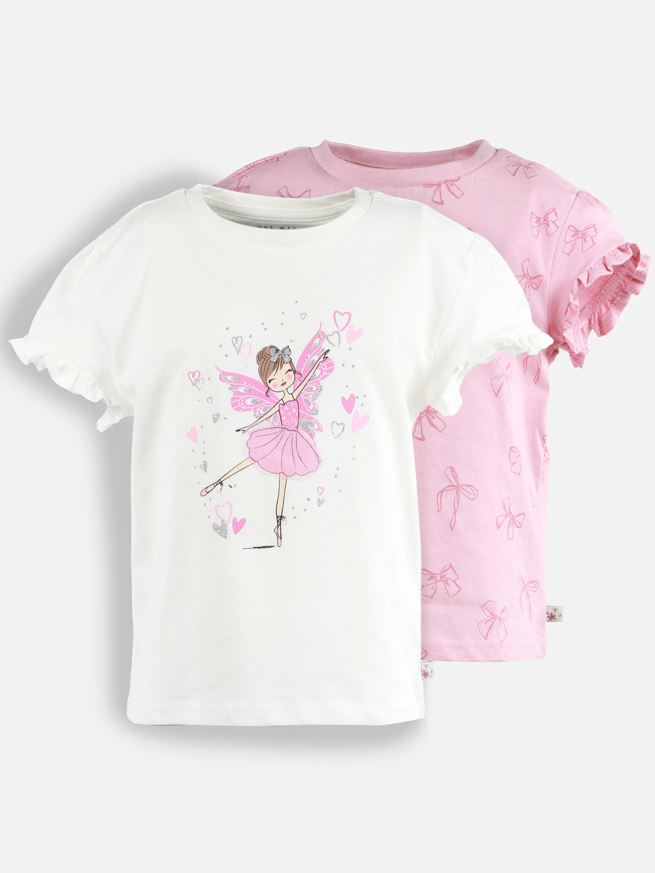 One Way MG 2pcs Pack tshirts 1. AOP in pink /2. FP in weiß Weiß 923234 WEIß/PINK 1