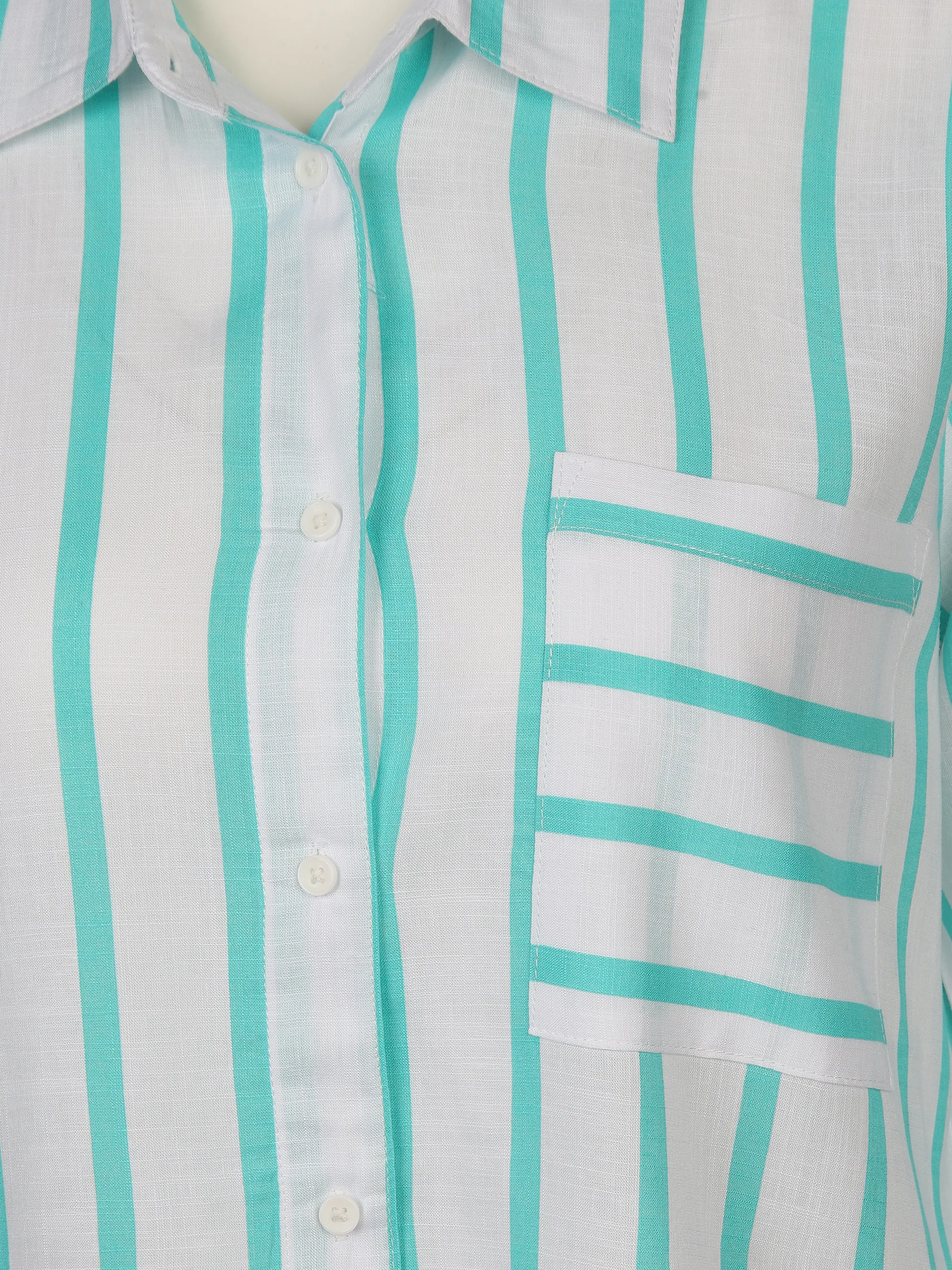 Lisa Tossa Da-Streifenbluse m.Brusttasche Türkis 891021 AQUA 3 Lisa Tossa Da-Streifenbluse m.Brusttasche Türkis 891021 AQUA 3