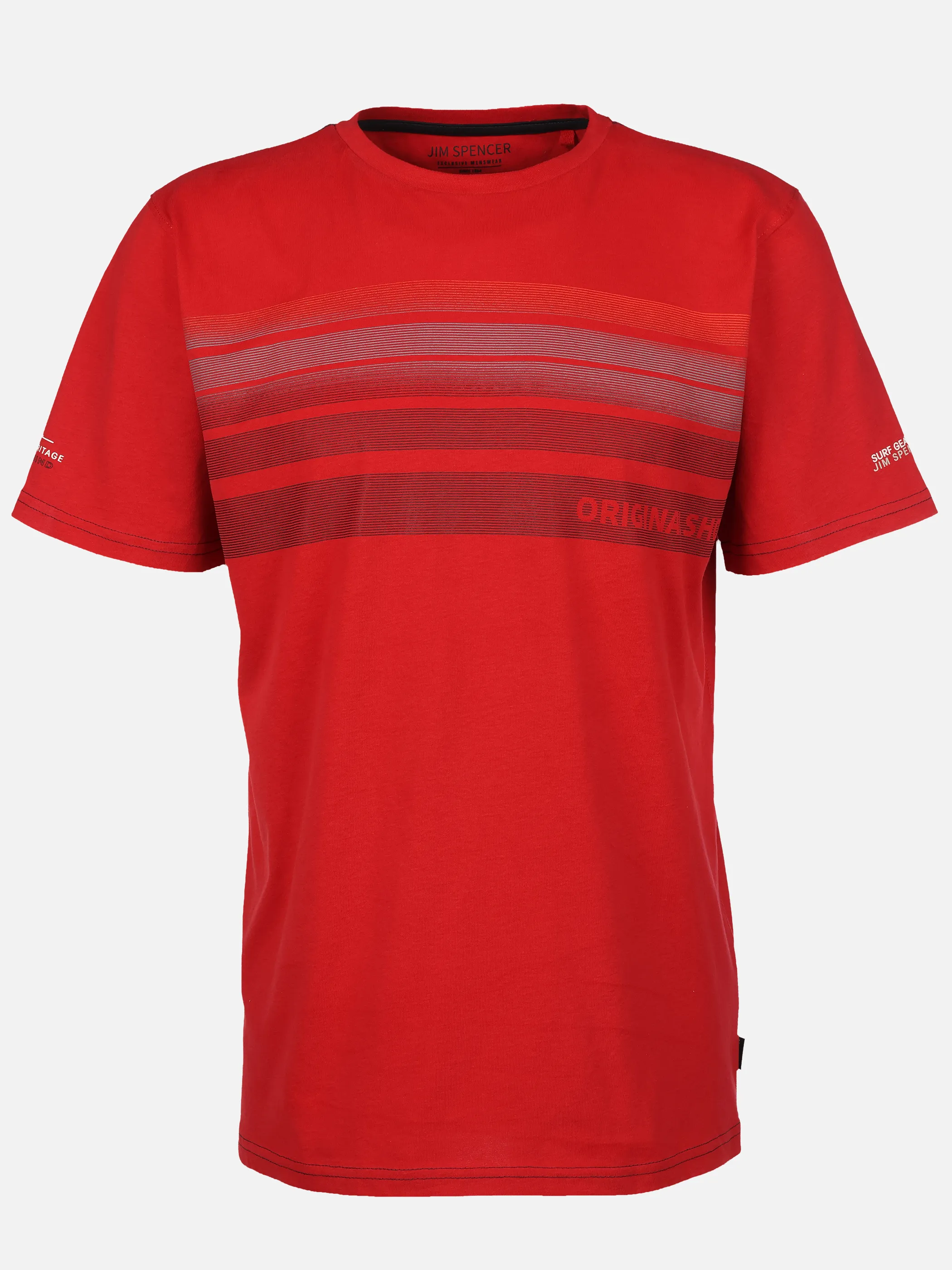 Jim Spencer He. T-Shirt 1/2 Arm Streifenpr Rot 926457 RED 1