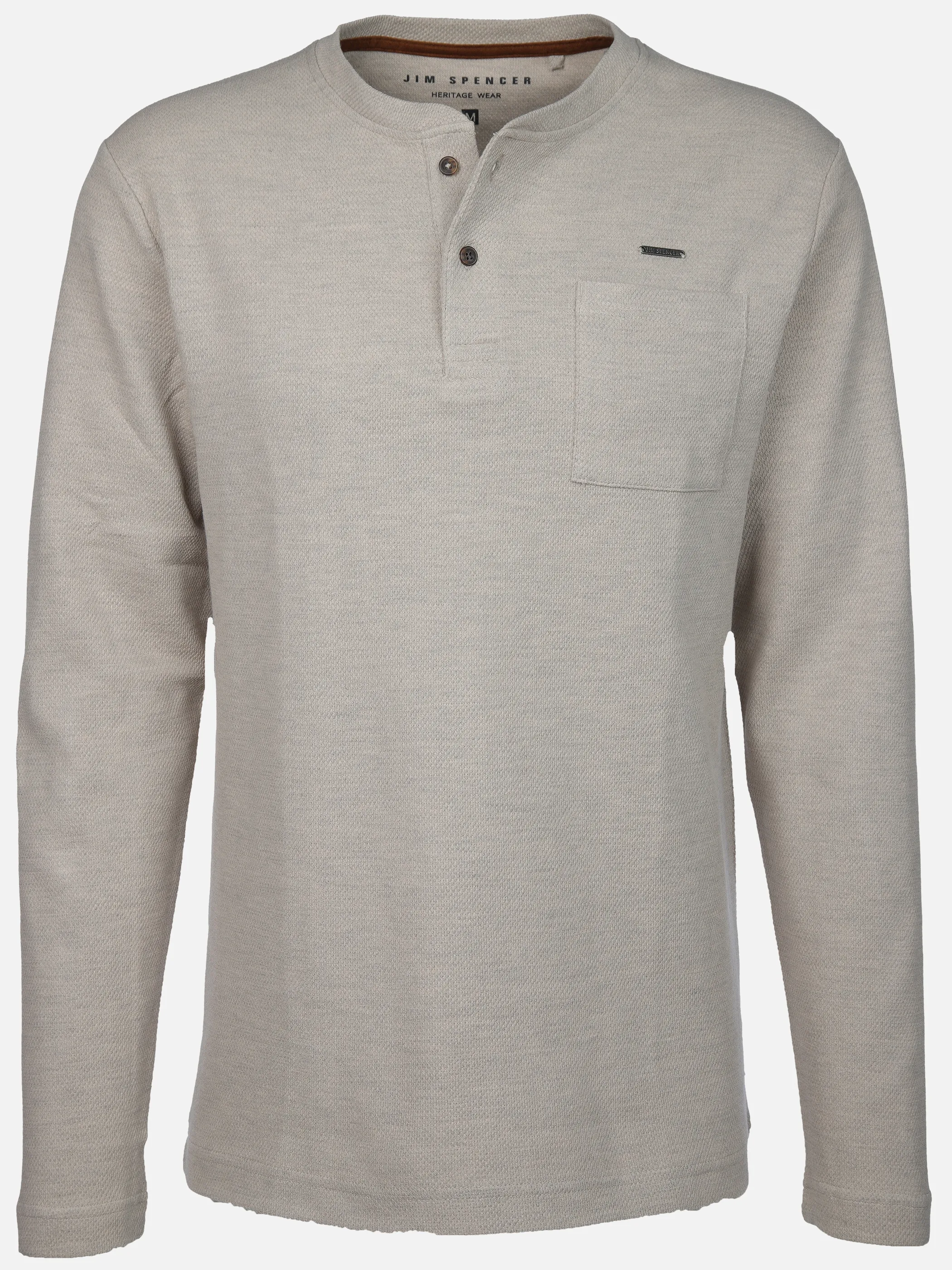 Jim Spencer He. Henleyshirt 1/1 Arm waffle Grau 913323 STONE 1