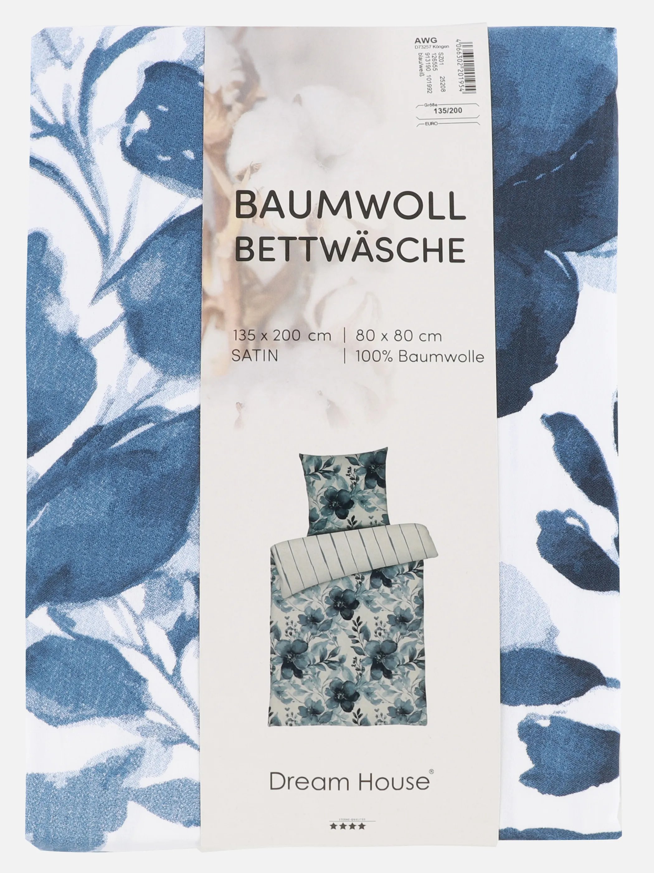 Dream House Satinbettwäsche Aqua Blue 135x Blau 913190 BLAU 2