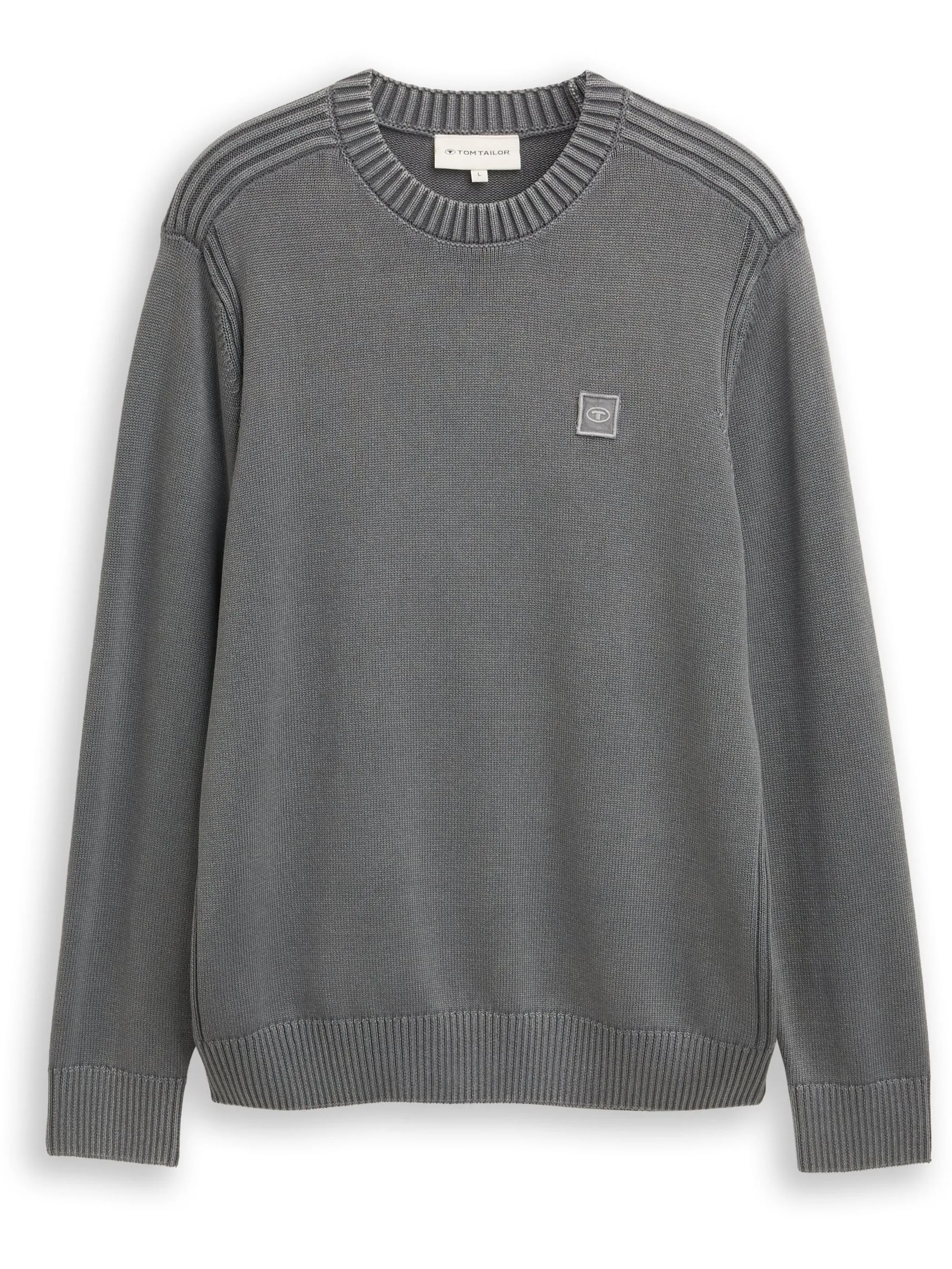 Tom Tailor 1048024 washed crewneck knit Grau 914872 38326 1