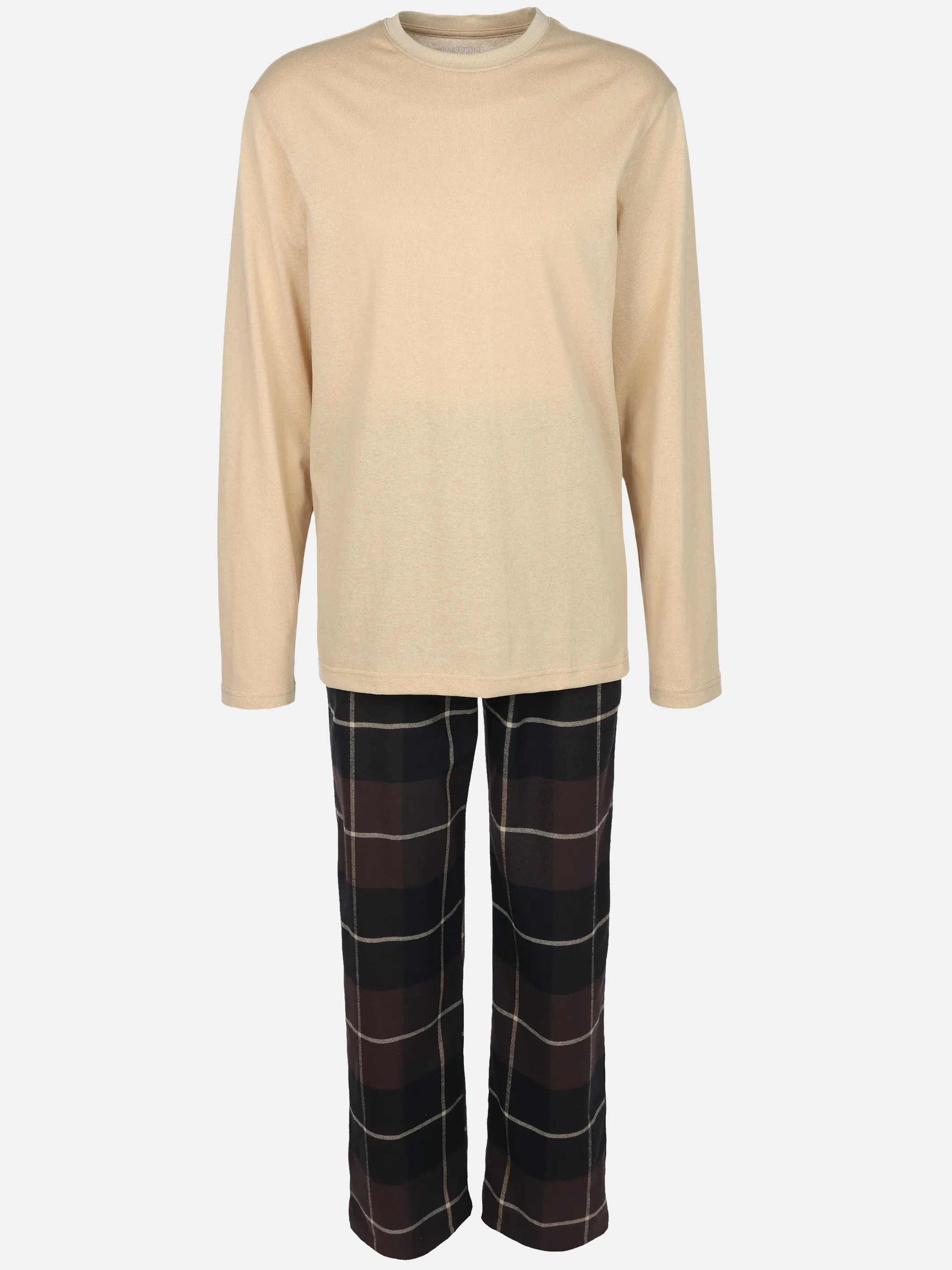 Jim Spencer He. Pyjama mit Flanell Hose Ka Beige 929571 CAMEL 1