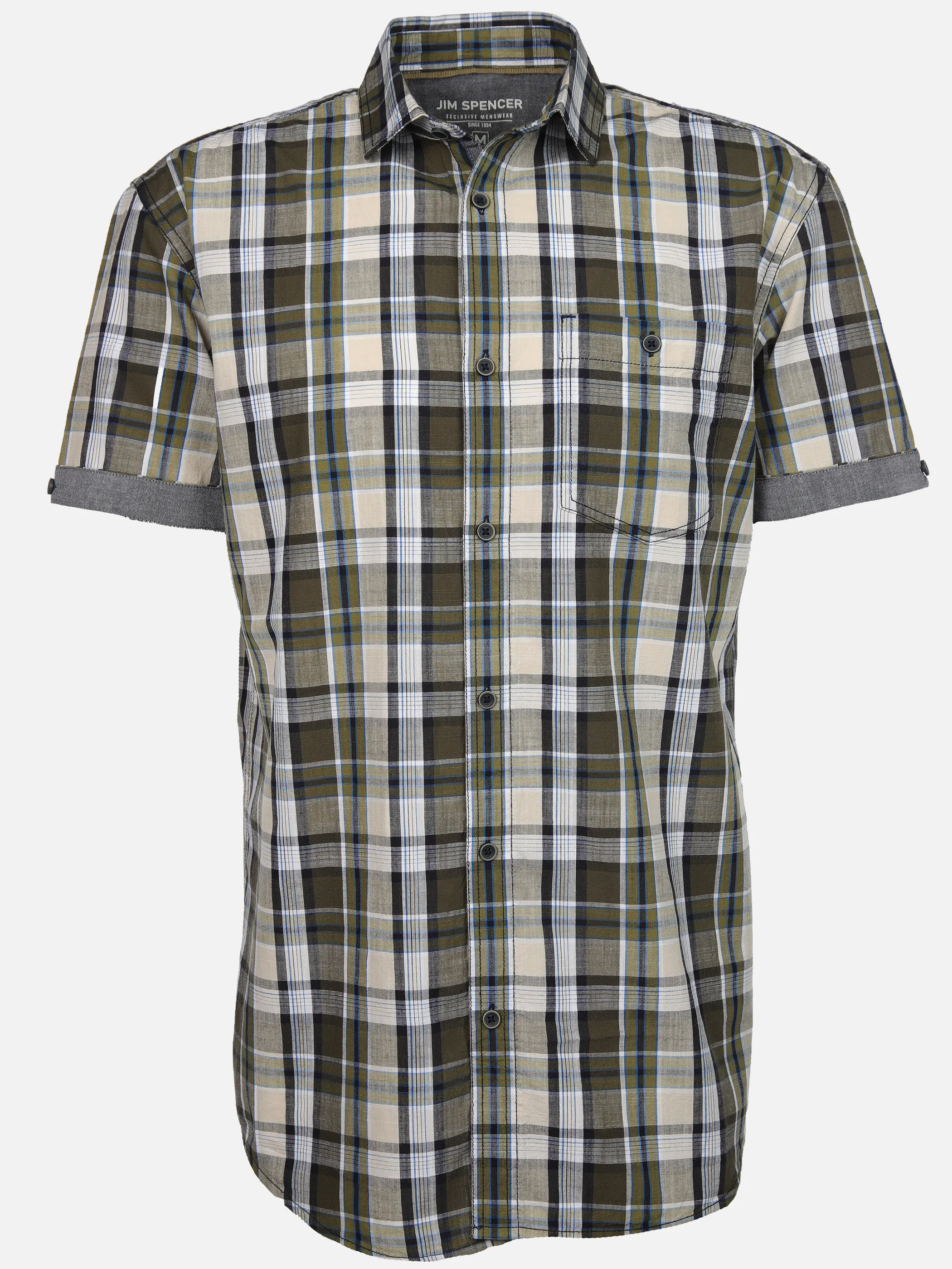 Jim Spencer He. Freizeithemd 1/2 Arm yd gemustert Oliv 908750 OLIVE 1 Jim Spencer He. Freizeithemd 1/2 Arm yd gemustert Oliv 908750 OLIVE 1
