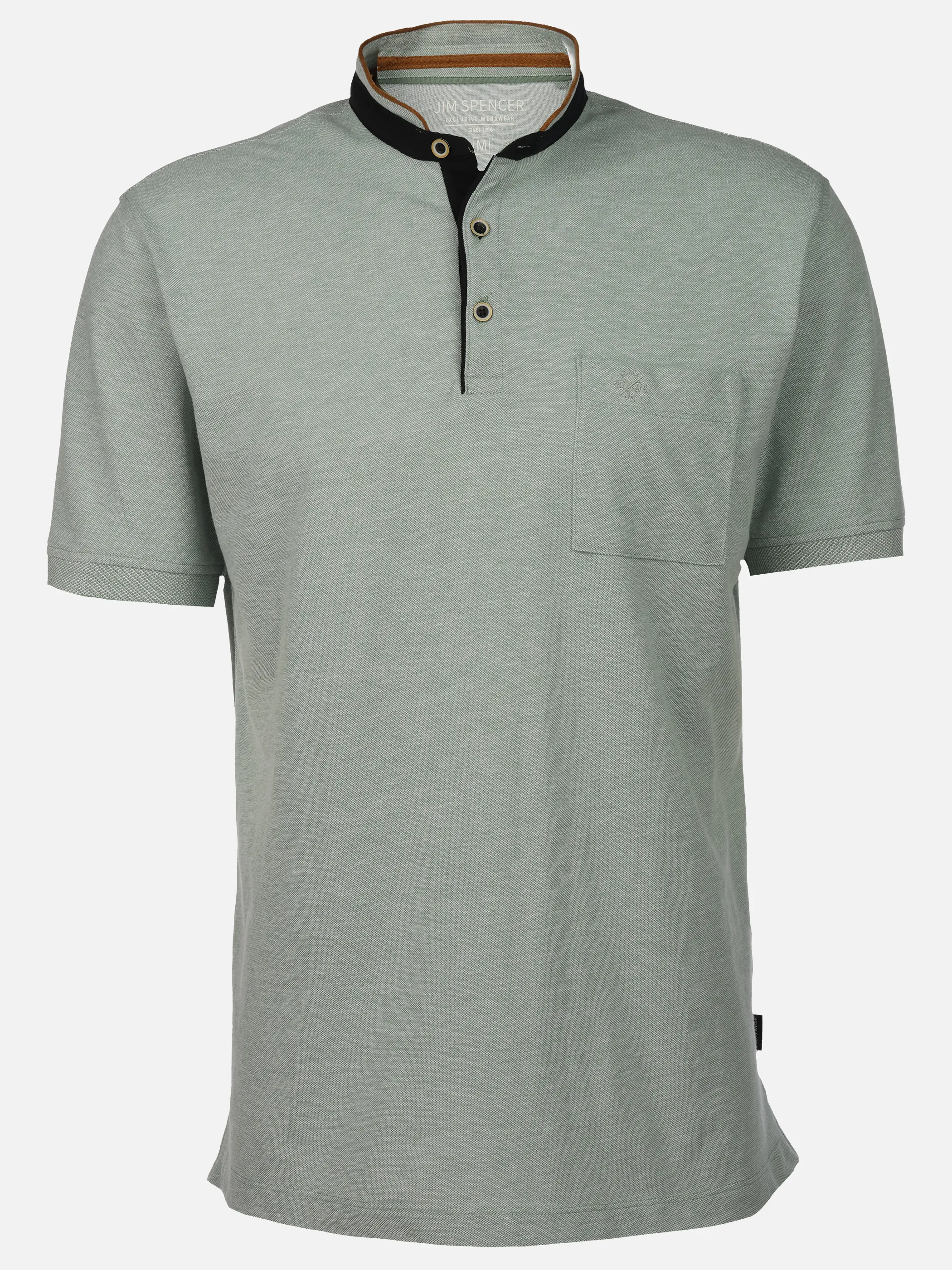 Jim Spencer He. Stehkragenshirt 1/2 Arm twisted Grün 906251 MINT TW 1