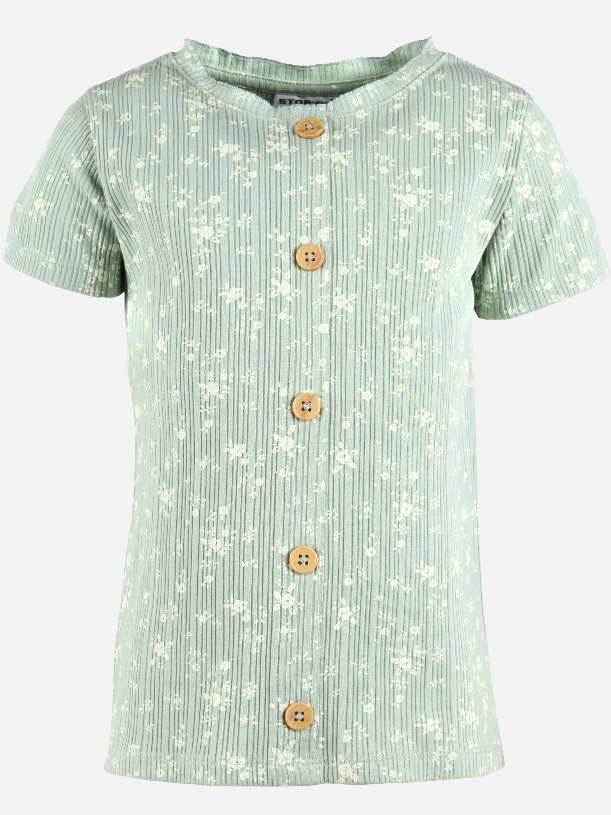 Stop + Go KM kurzarm ripp T-Shirt mit AOP in salbei Salbei 890756 SALBEI 1