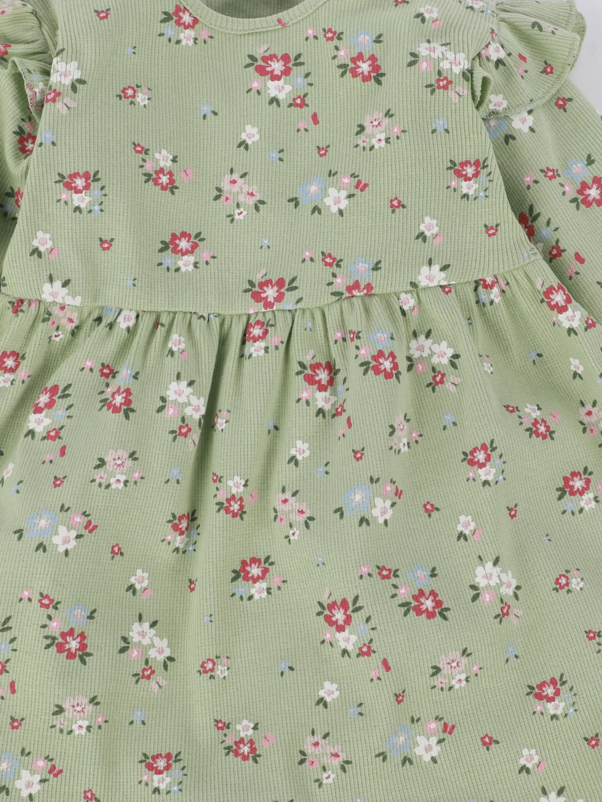 Bubble Gum BM geripptes langarm Kleid mit Blumen AOP in grün Grün 906657 GRÜN 3 Bubble Gum BM geripptes langarm Kleid mit Blumen AOP in grün Grün 906657 GRÜN 3