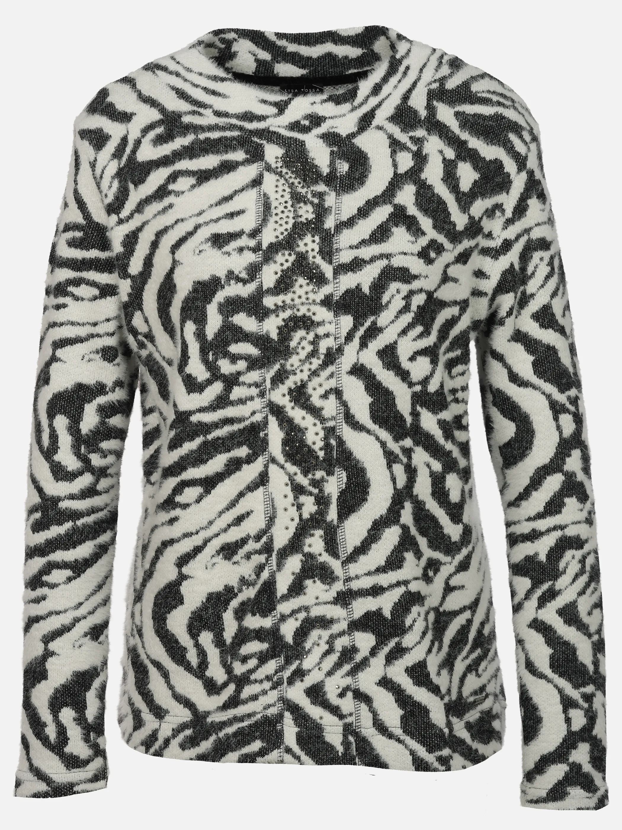 Lisa Tossa Da. Jacquard Flausch Sweat Schwarz 932366 OFFWHITE S 1