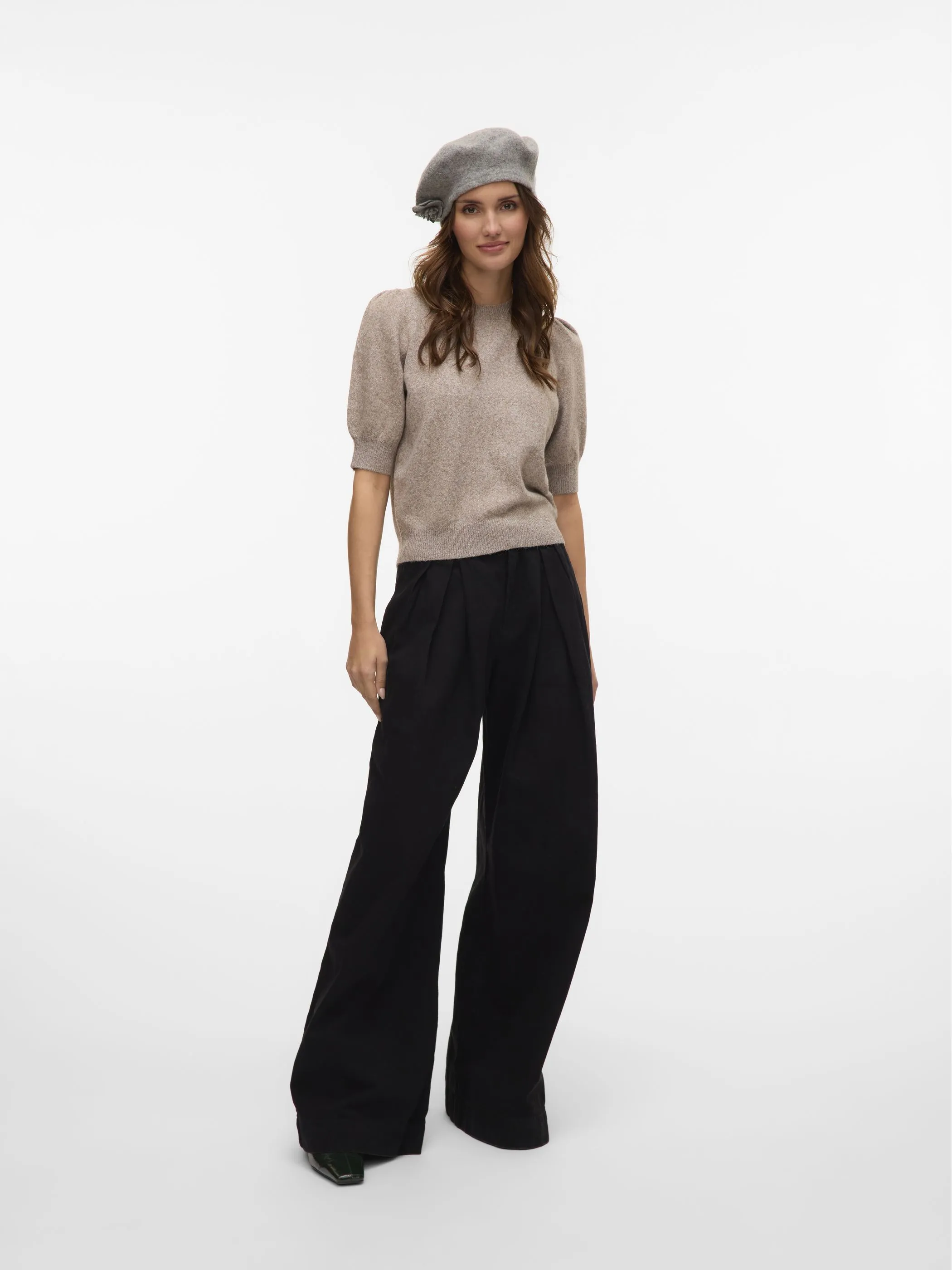 Vero Moda 10278313 VMDOFFY 2/4 O-NECK PU Braun 888449 175680001 4