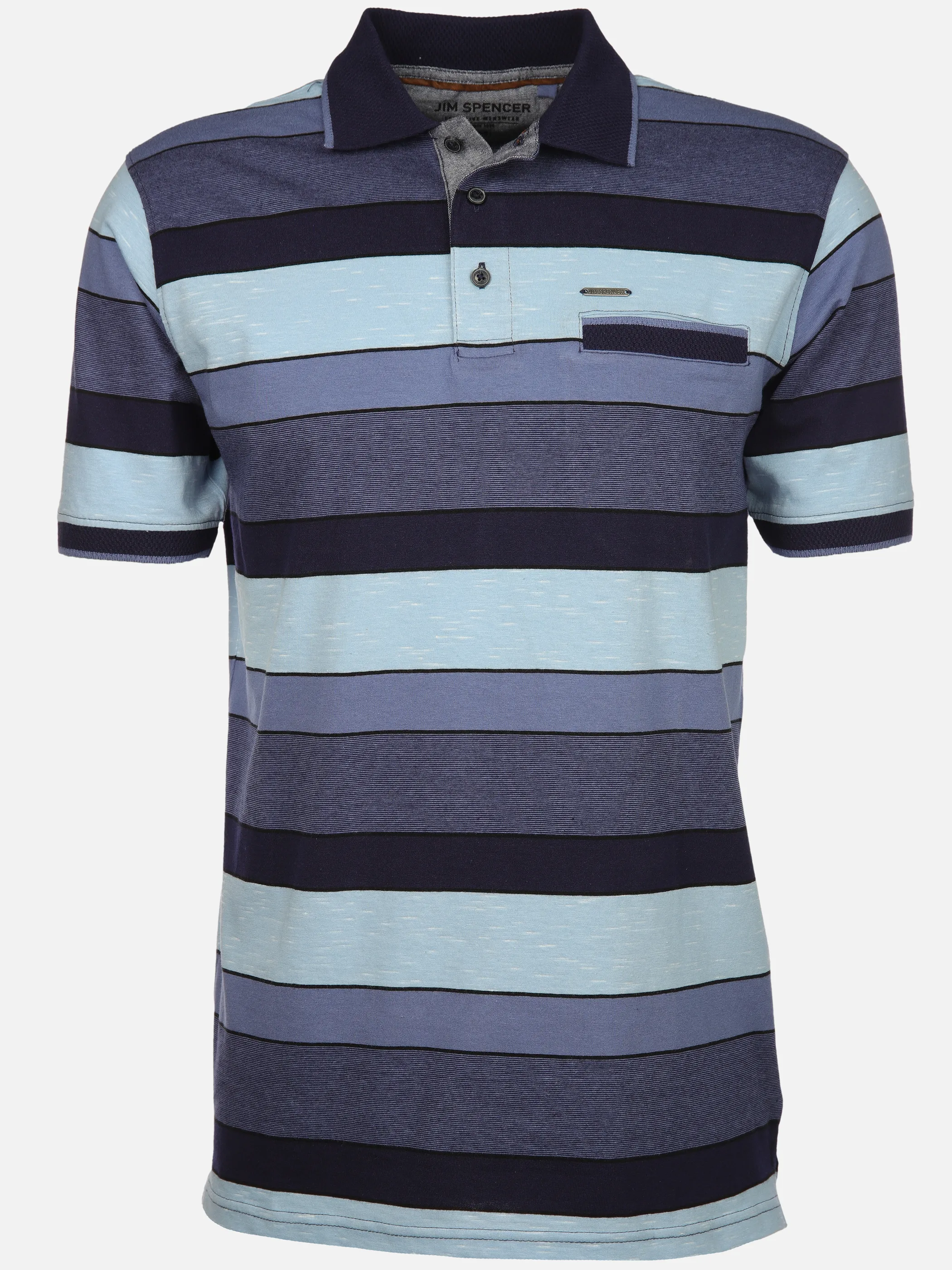 Jim Spencer He. Poloshirt 1/2 Arm Ringel Space Blau 910837 NAVY 1
