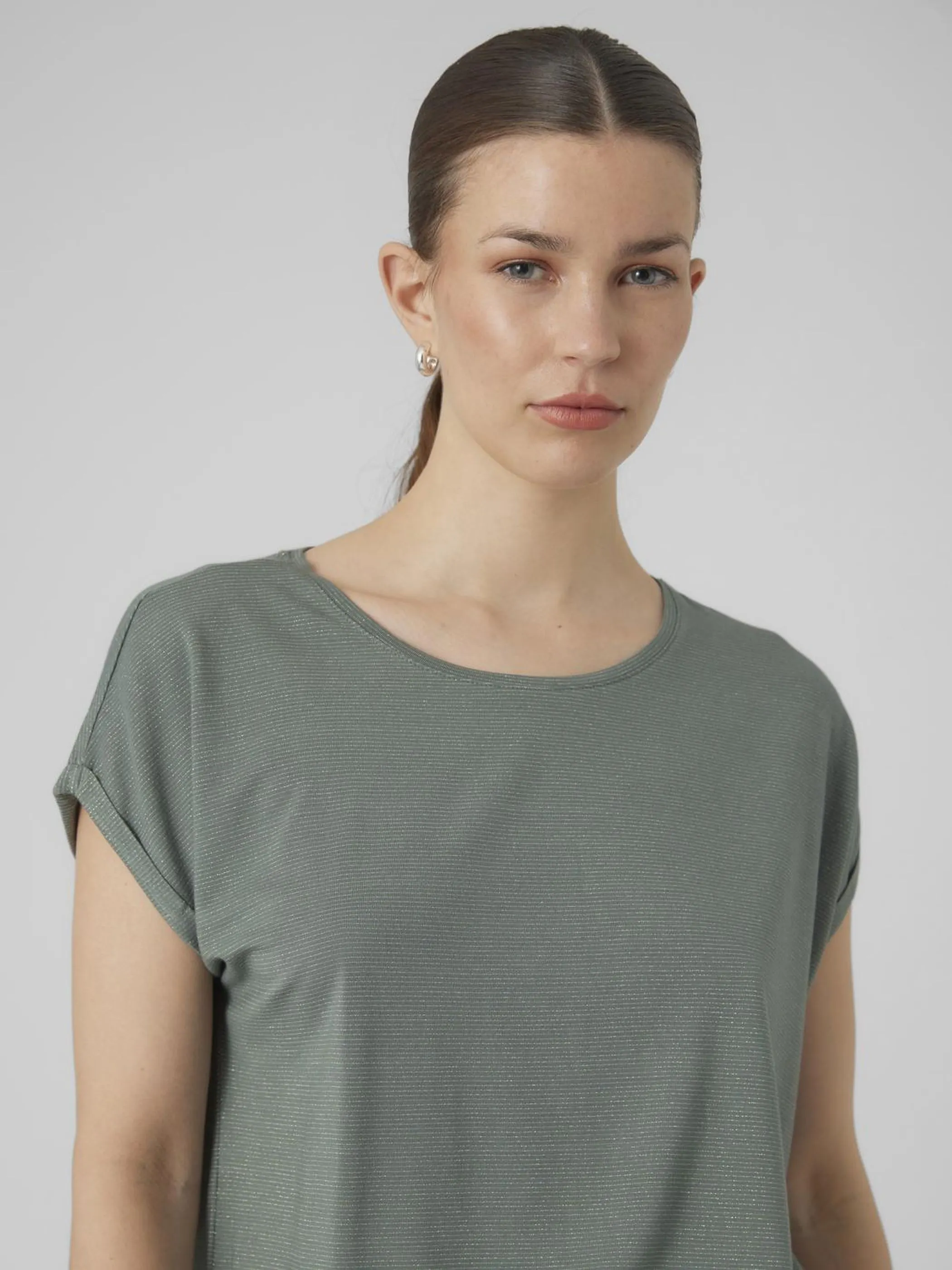 Vero Moda 10250488 VMLAVA GLITTER SS TOP STRIPE Grün 852566 267995003 3